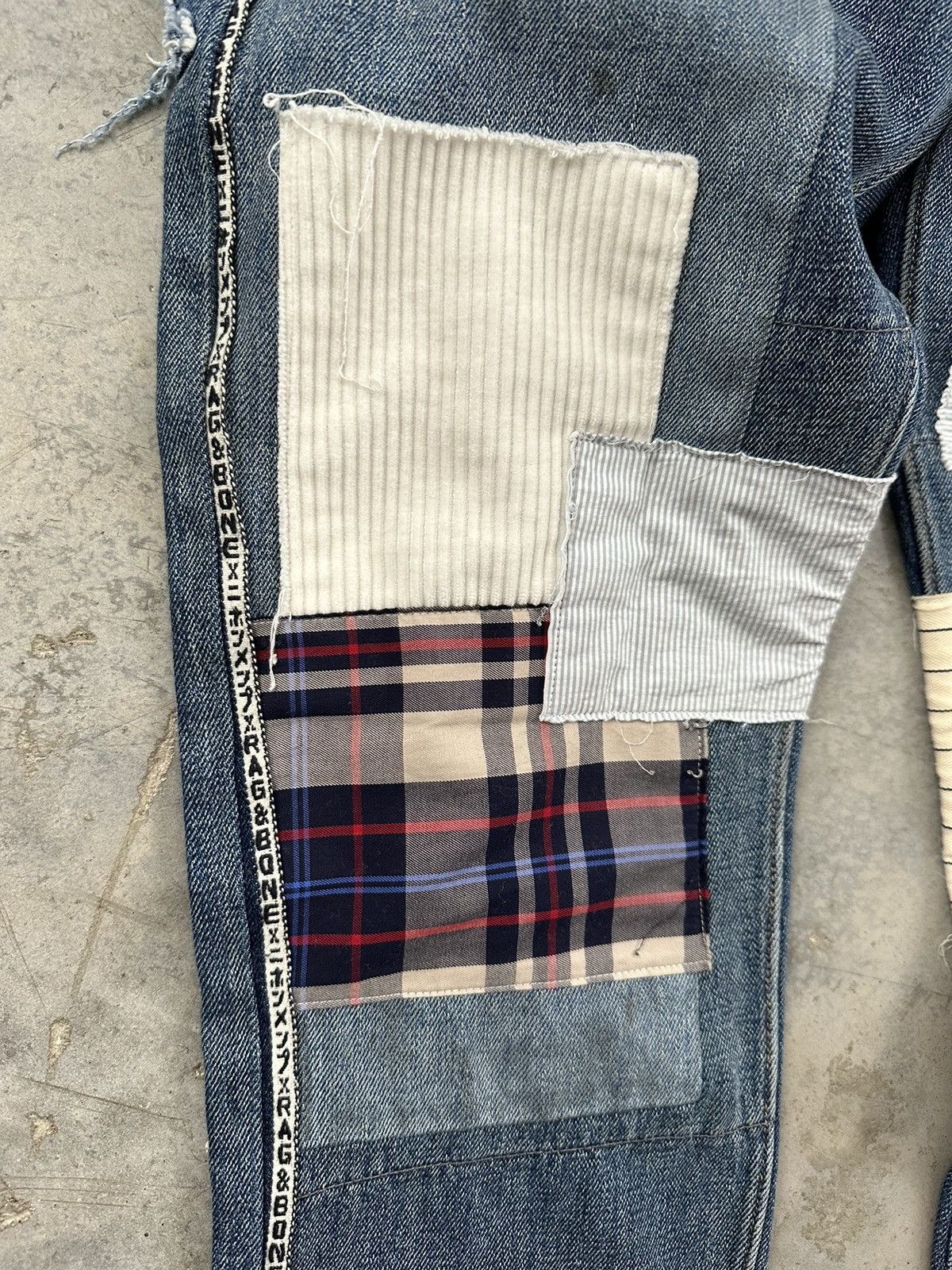 Rag & Bone Rag and Bone Patchwork Crust + Piping Logo Raw Hem Denim 30 Size US 30 / EU 46 - 5 Thumbnail
