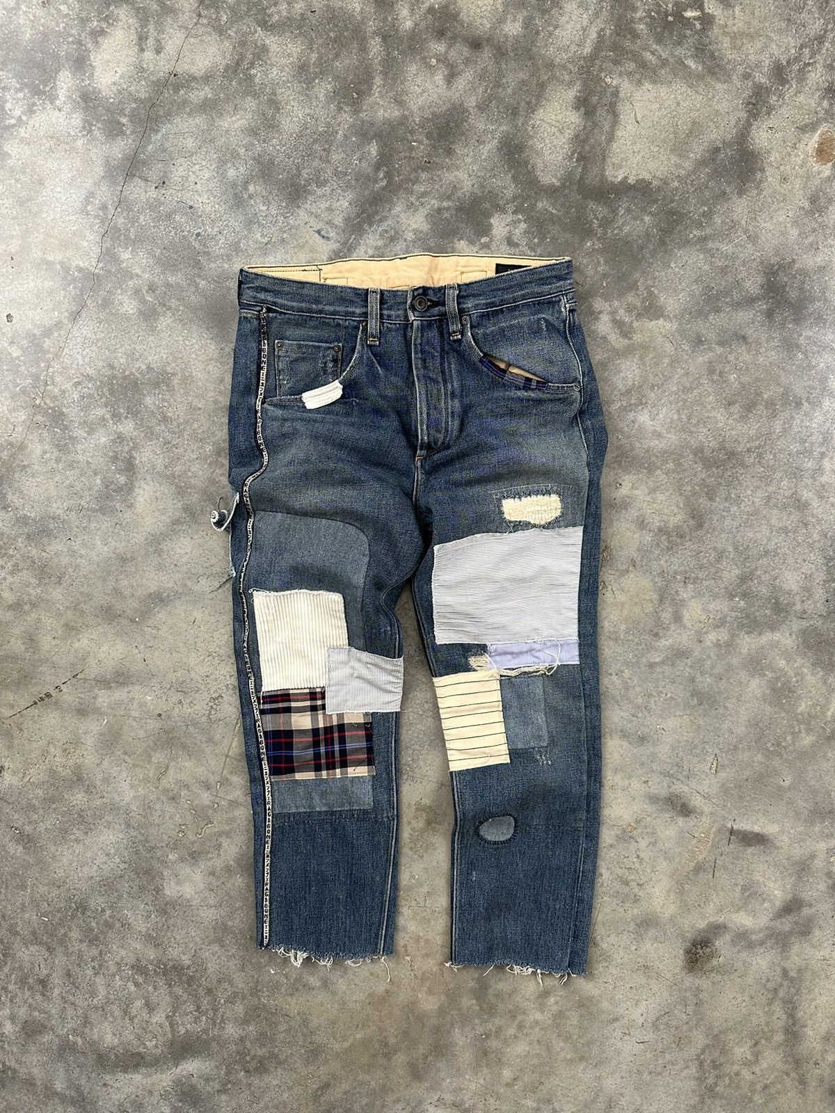 Rag & Bone Rag and Bone Patchwork Crust + Piping Logo Raw Hem Denim 30 Size US 30 / EU 46 - 1 Thumbnail