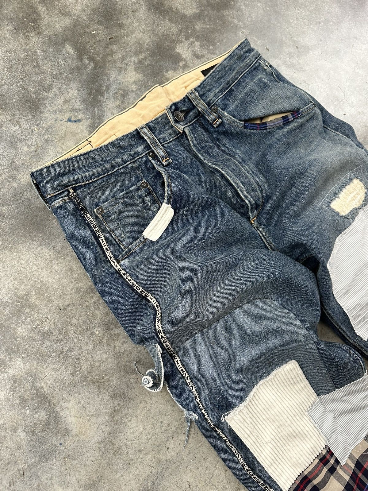 Rag & Bone Rag and Bone Patchwork Crust + Piping Logo Raw Hem Denim 30 Size US 30 / EU 46 - 4 Thumbnail