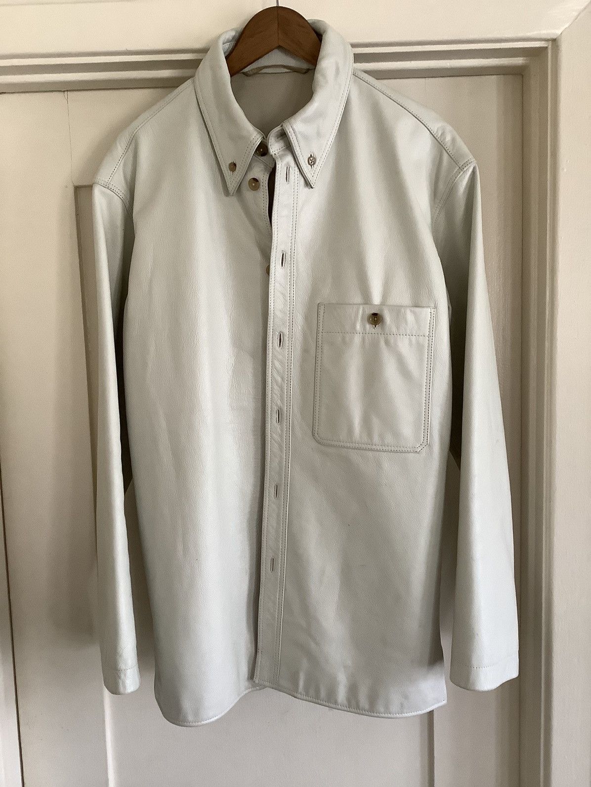 Lemaire White Leather Shirt/Jacket Size US M / EU 48-50 / 2 - 1 Thumbnail