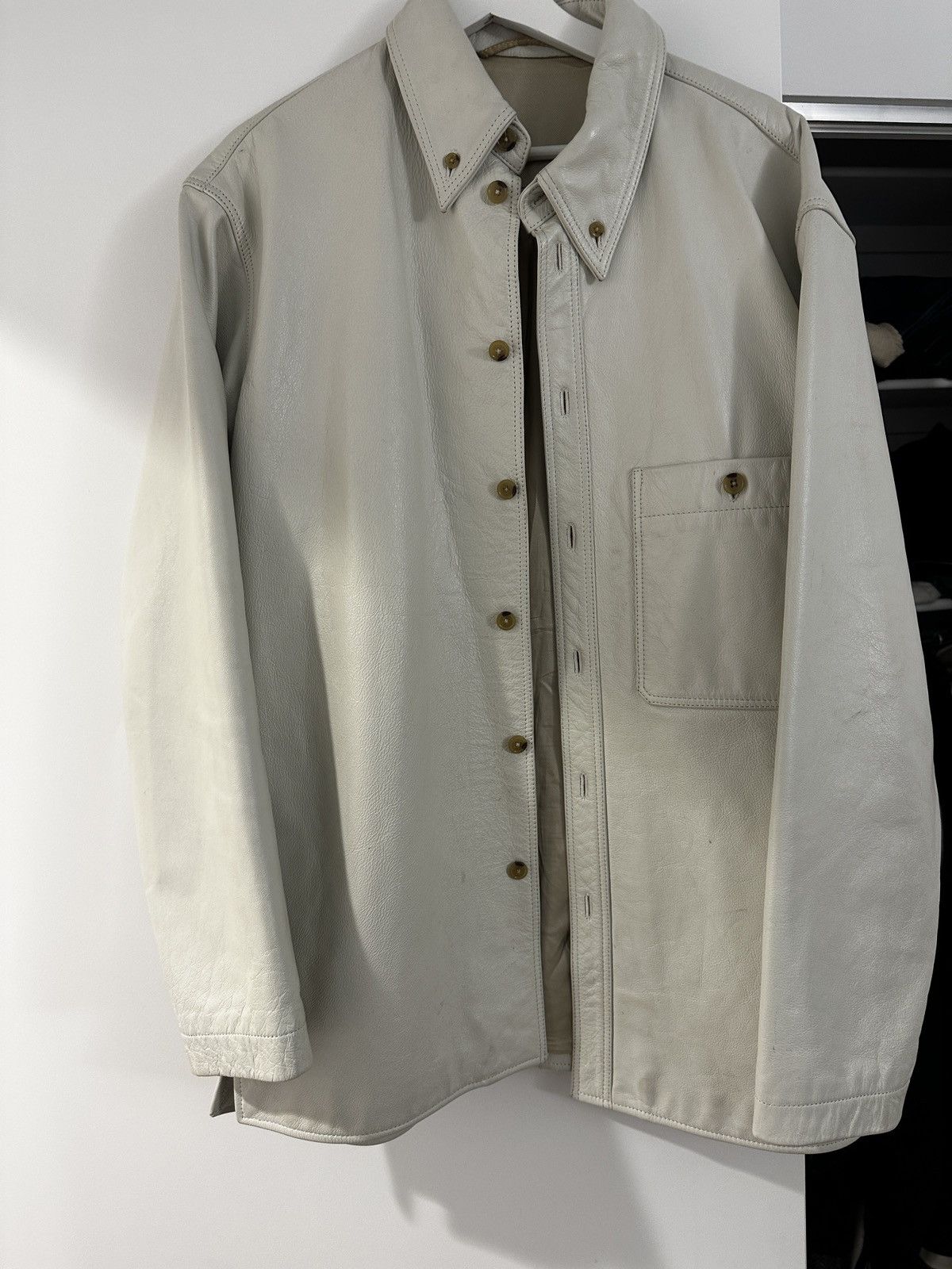 Lemaire White Leather Shirt/Jacket Size US M / EU 48-50 / 2 - 8 Thumbnail