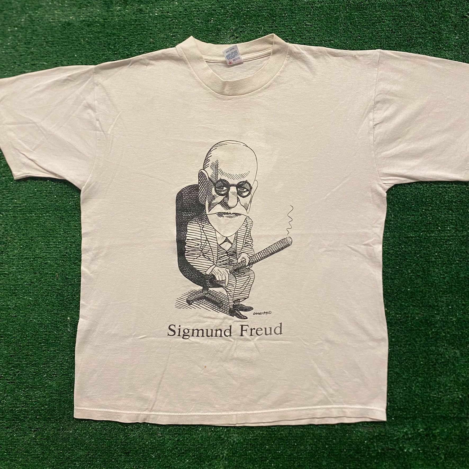 Vintage Sigmund Freud Psychology Vintage 90s T-Shirt Size US L / EU 52-54 / 3 - 1 Thumbnail