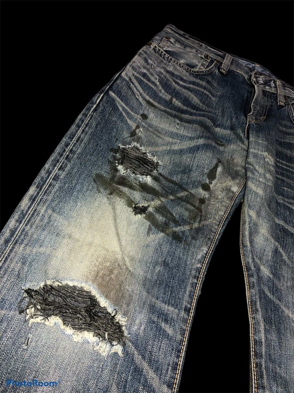 Edwin SICK⚡️⚡️EDWIN 503RV PAINTED DIRTY STYLE DISTRESSED DENIM Size US 32 / EU 48 - 4 Thumbnail