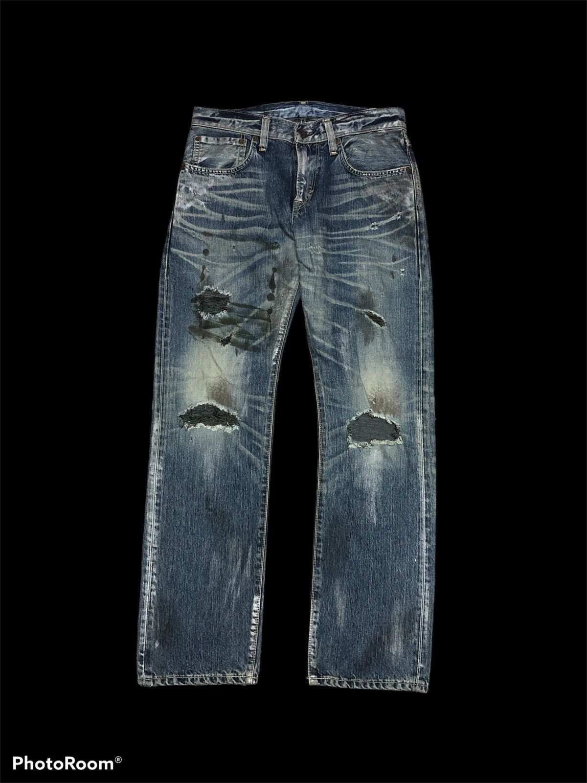 Edwin SICK⚡️⚡️EDWIN 503RV PAINTED DIRTY STYLE DISTRESSED DENIM Size US 32 / EU 48 - 1 Thumbnail
