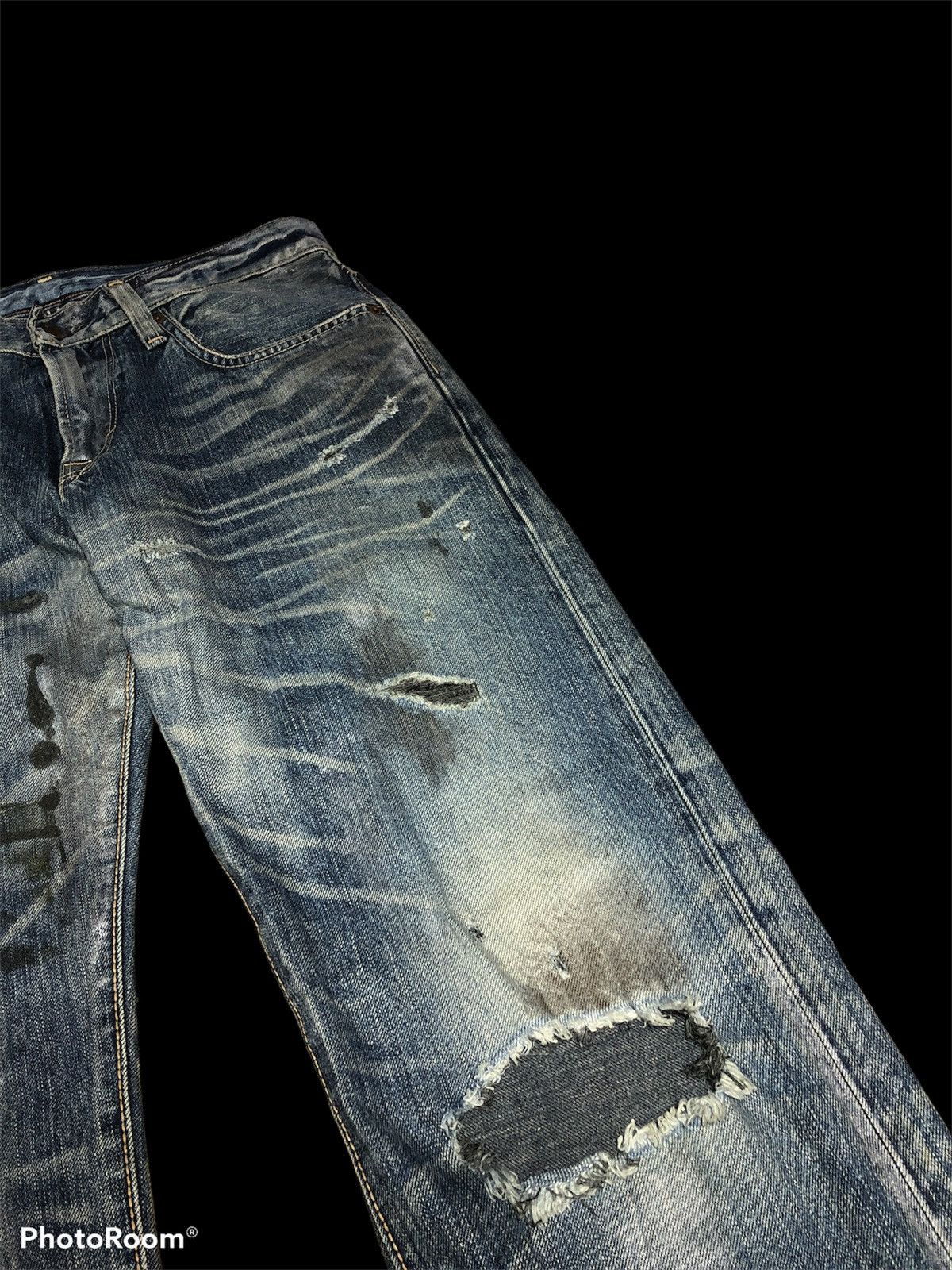 Edwin SICK⚡️⚡️EDWIN 503RV PAINTED DIRTY STYLE DISTRESSED DENIM Size US 32 / EU 48 - 3 Thumbnail