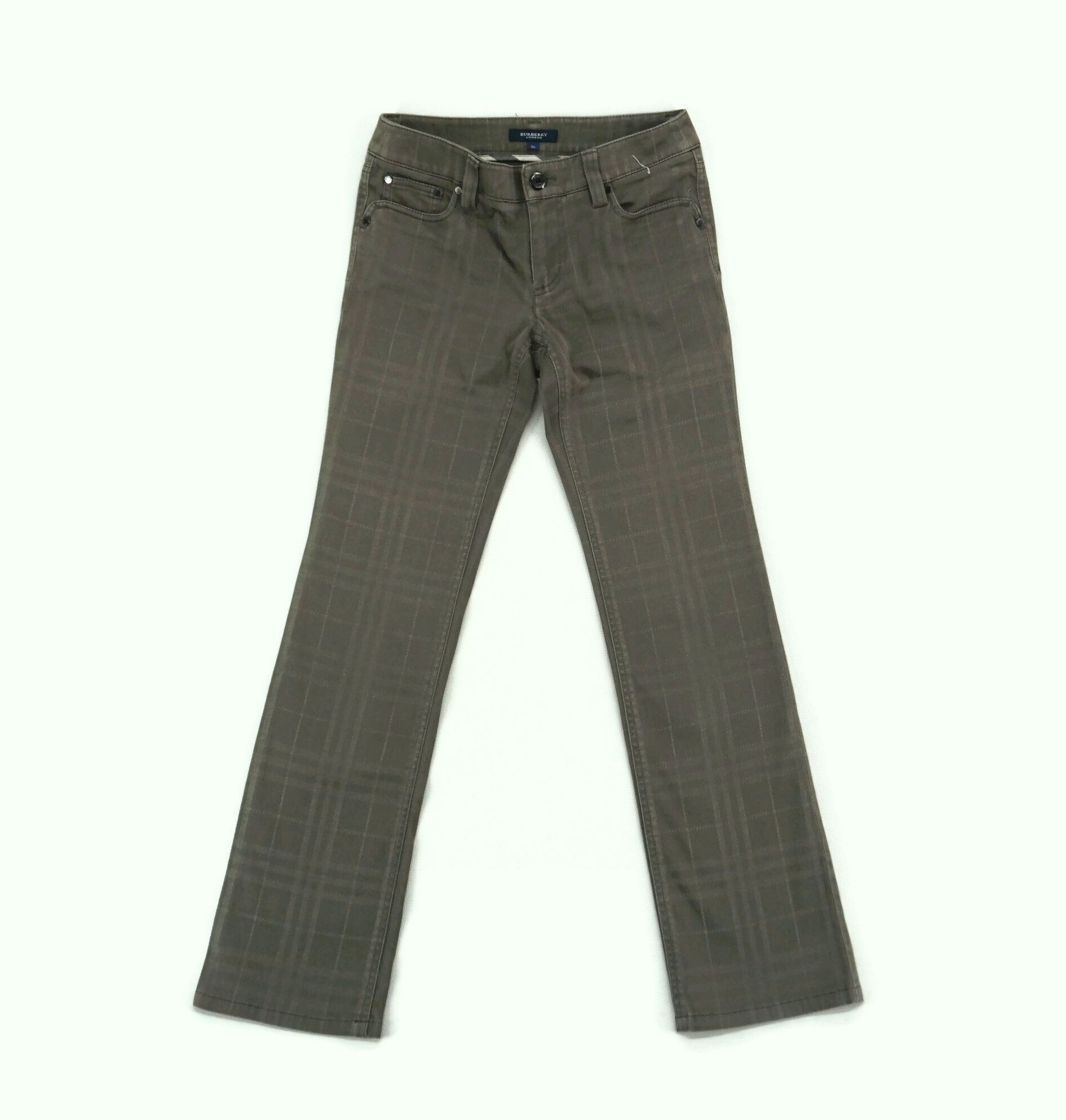 image of Burberry Pants Burberry London Checkered Pants in Green, Women's (Size 26)
