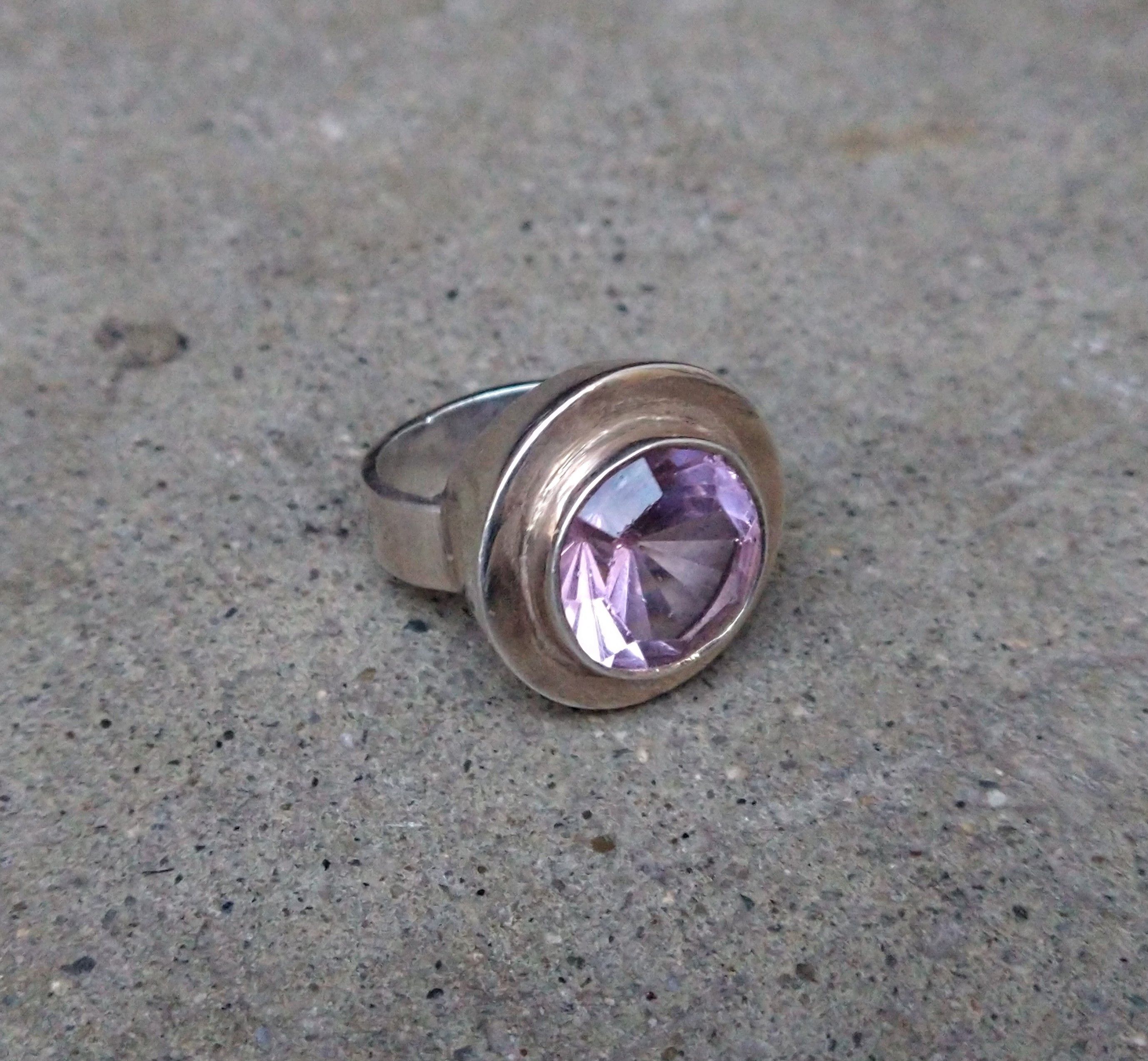 Jewelry × Sterling Silver Sterling Silver Ring Size 8 Modern Purple CZ 10.2g Size ONE SIZE - 2 Thumbnail