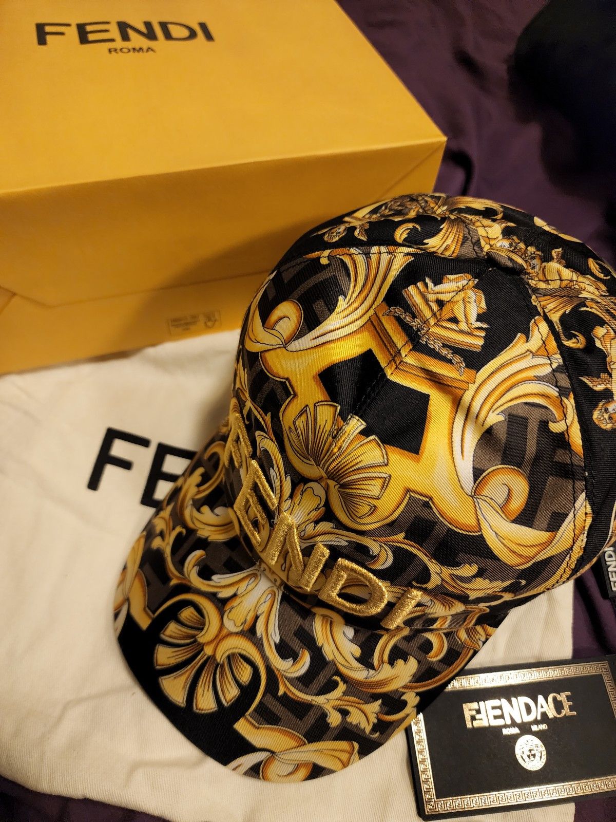 Fendi × Versace Fendace multicolor silk baseball cap Size ONE SIZE - 3 Thumbnail