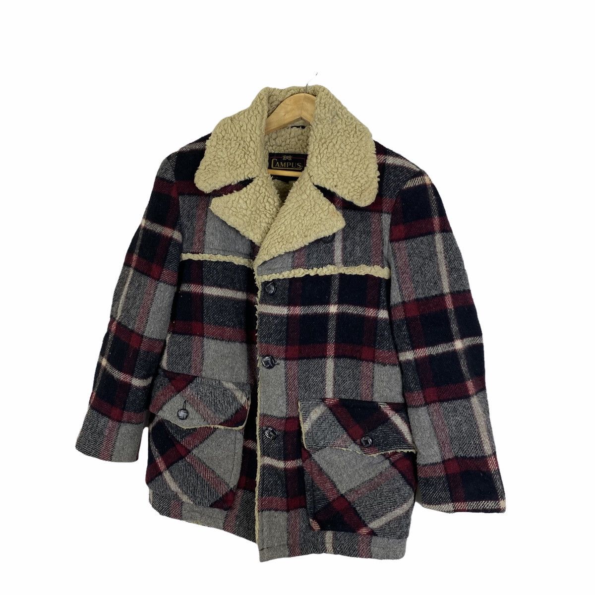 Vintage Vintage CAMPUS Outerwear Usa Checkered Wool Sherpa Jacket Size US M / EU 48-50 / 2 - 4 Thumbnail