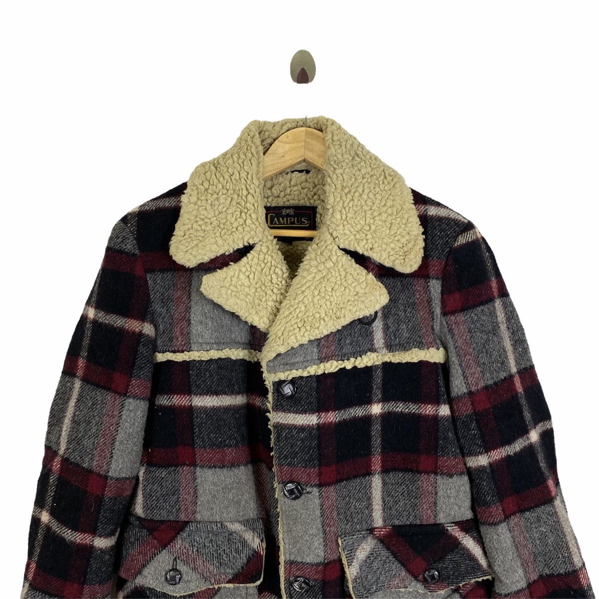 Vintage Vintage CAMPUS Outerwear Usa Checkered Wool Sherpa Jacket Size US M / EU 48-50 / 2 - 5 Thumbnail