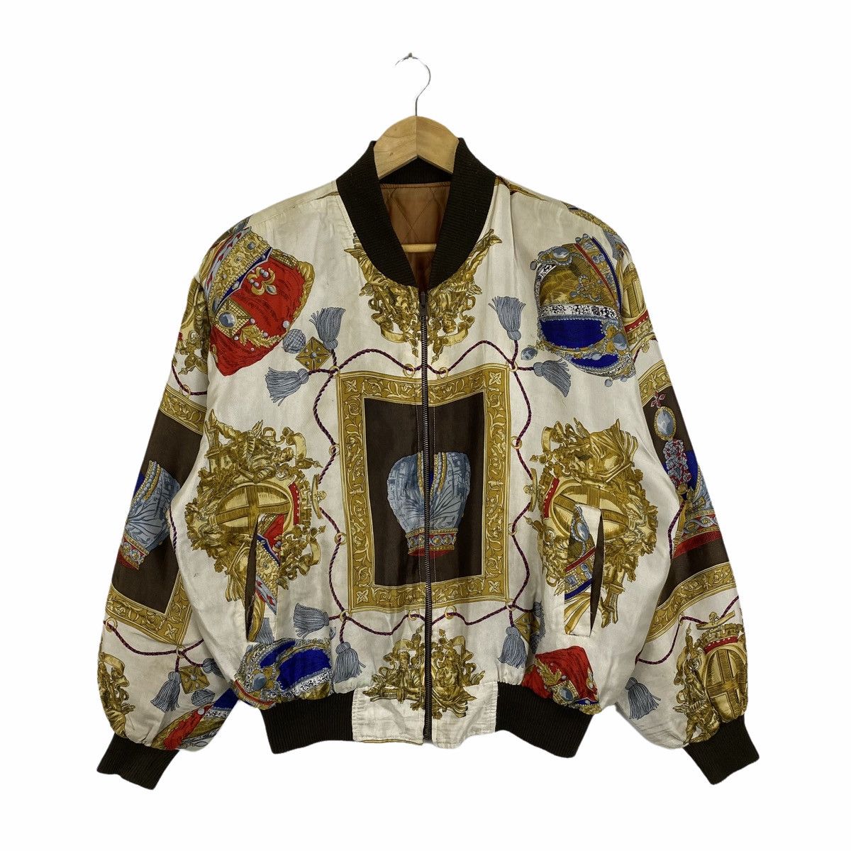 Designer × Vintage Vintage BAROQUE Design Fullprint Silk Bomber Jacket Size US L / EU 52-54 / 3 - 1 Thumbnail
