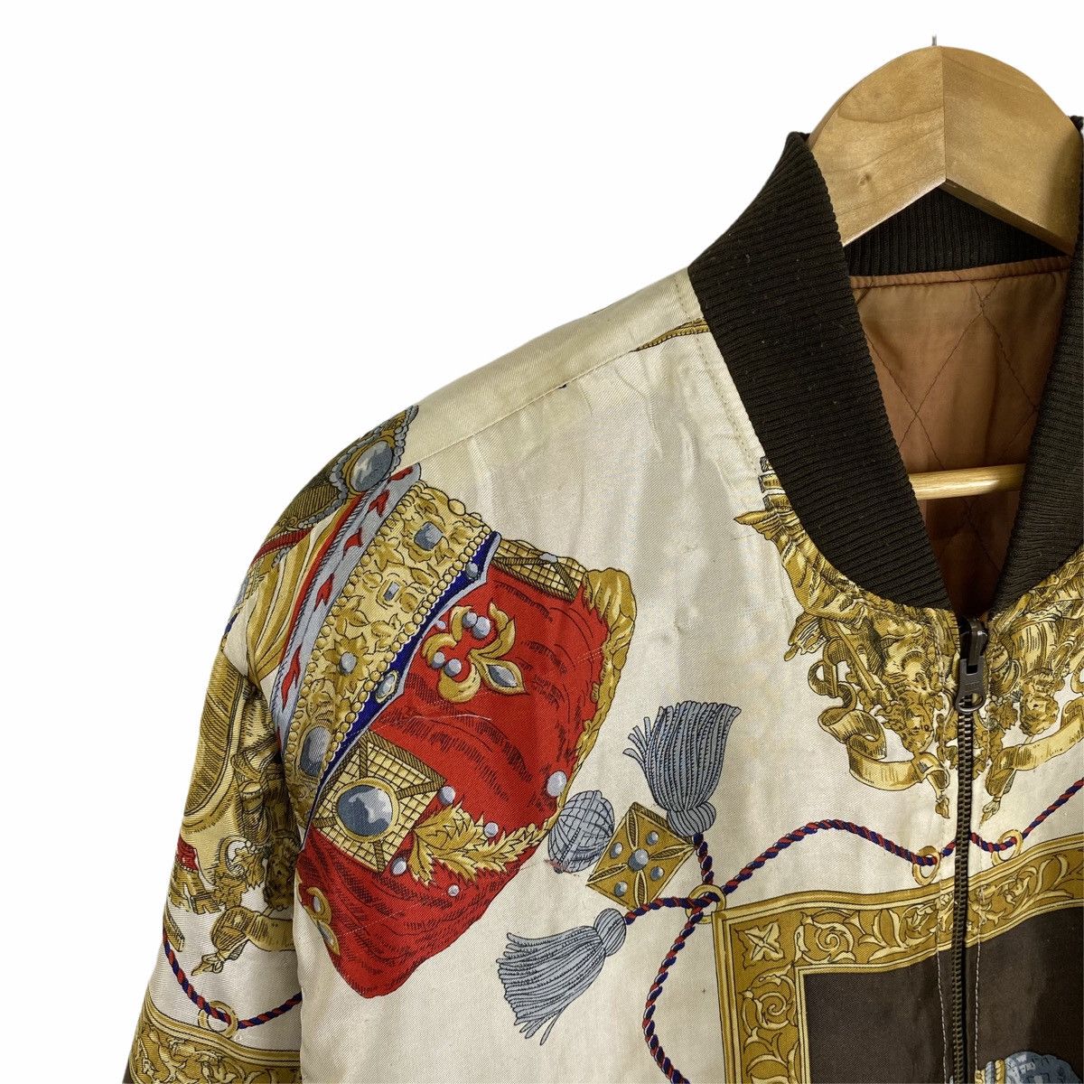 Designer × Vintage Vintage BAROQUE Design Fullprint Silk Bomber Jacket Size US L / EU 52-54 / 3 - 7 Thumbnail