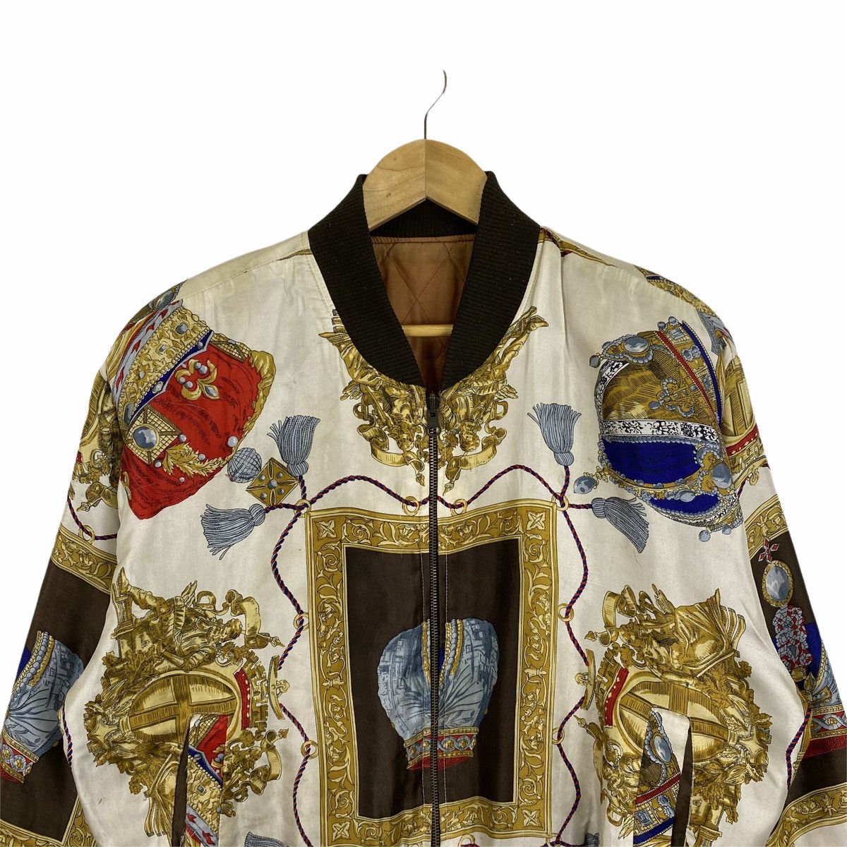 Designer × Vintage Vintage BAROQUE Design Fullprint Silk Bomber Jacket Size US L / EU 52-54 / 3 - 5 Thumbnail