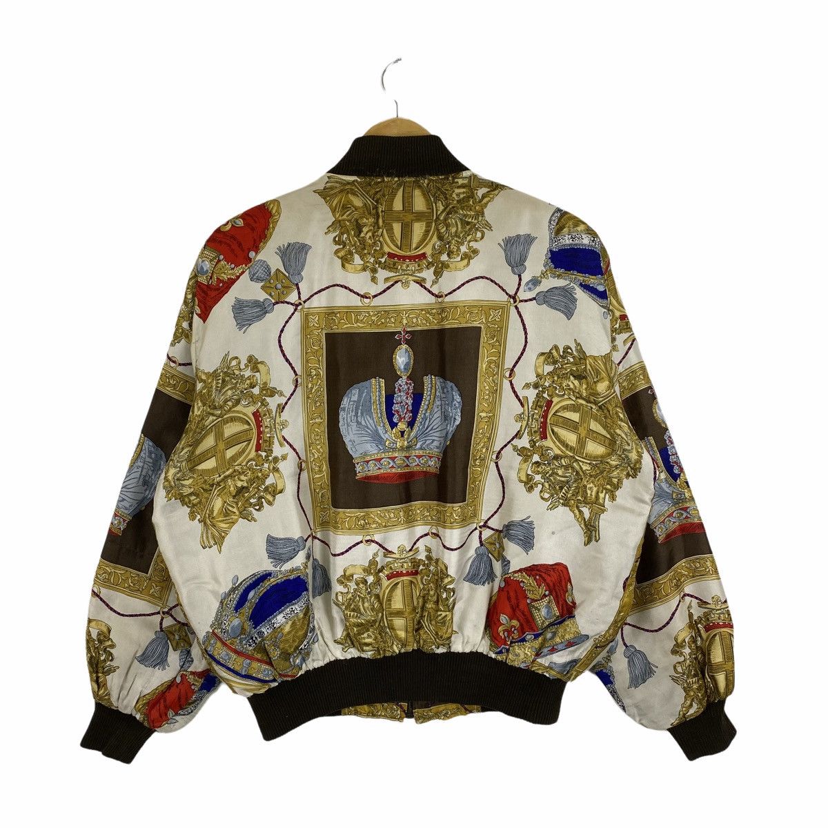 Designer × Vintage Vintage BAROQUE Design Fullprint Silk Bomber Jacket Size US L / EU 52-54 / 3 - 2 Thumbnail