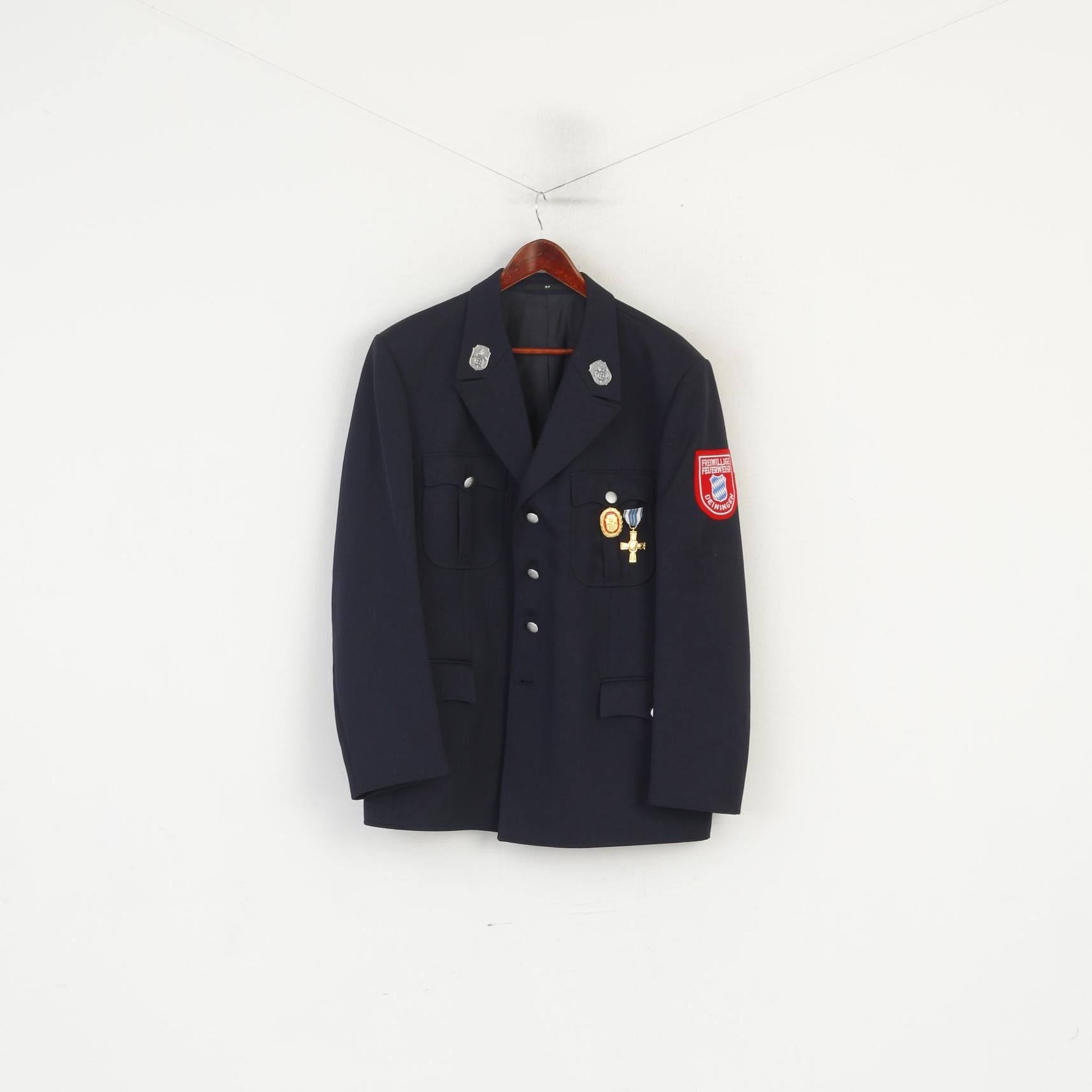 Vintage Ziegler Men 40 27 Blazer Navy Germany Fire Brigade 8211 Size 40R - 2 Thumbnail