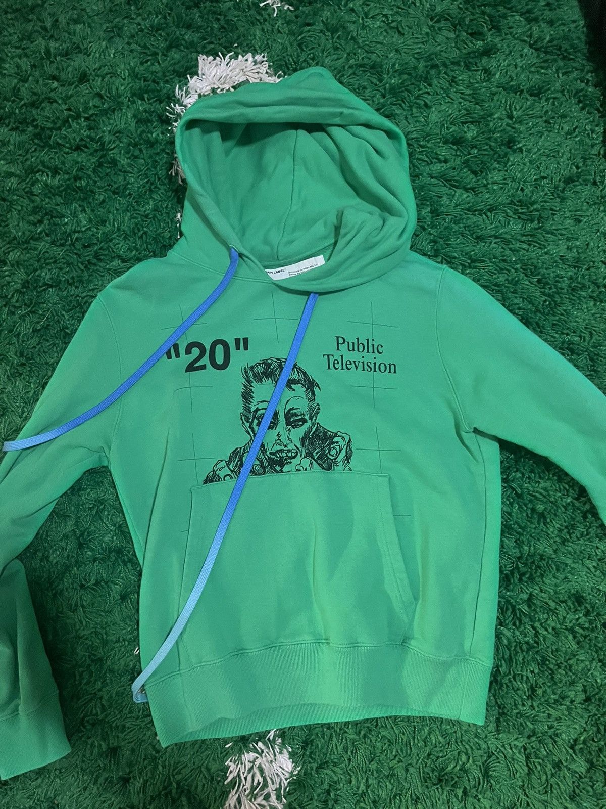 OffWhite Green off white “television” hoodie Grailed