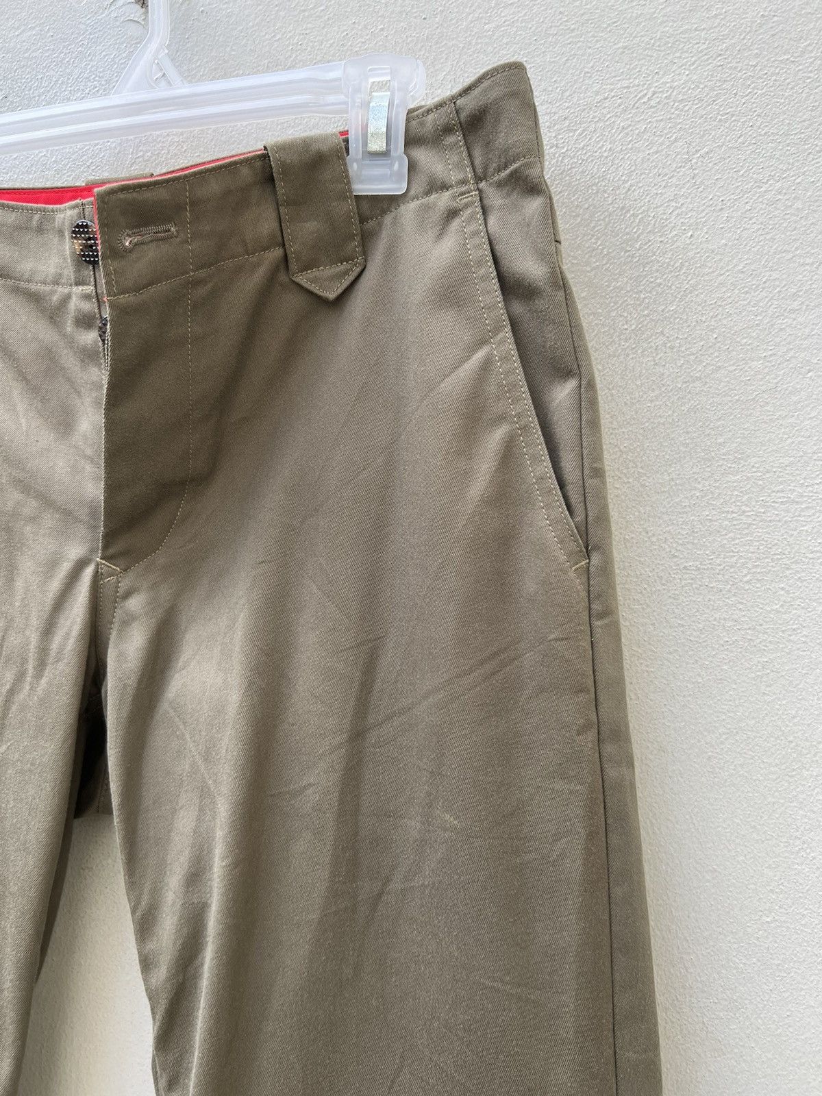 Vintage Love & Peace Japan Olive Green Curve Leg Chinos Trouser Pant Size US 31 - 7 Thumbnail