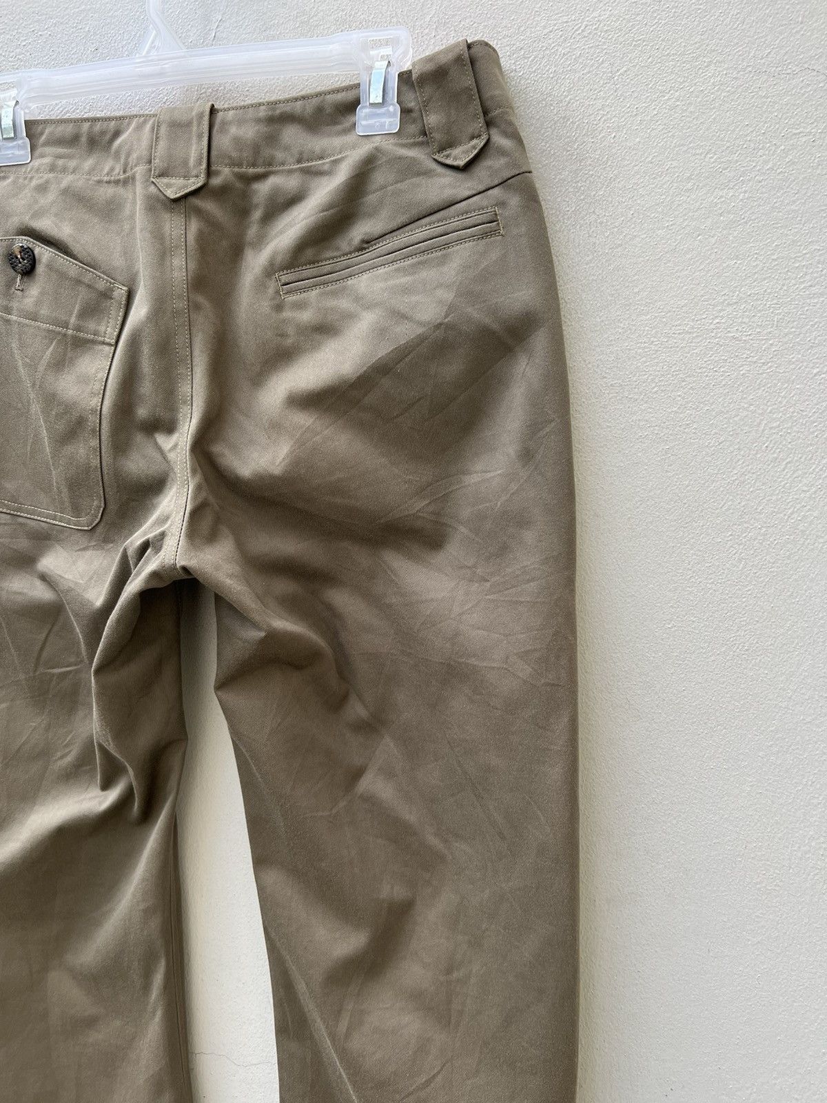 Vintage Love & Peace Japan Olive Green Curve Leg Chinos Trouser Pant Size US 31 - 14 Thumbnail