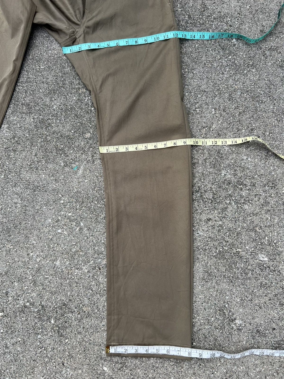 Vintage Love & Peace Japan Olive Green Curve Leg Chinos Trouser Pant Size US 31 - 22 Thumbnail