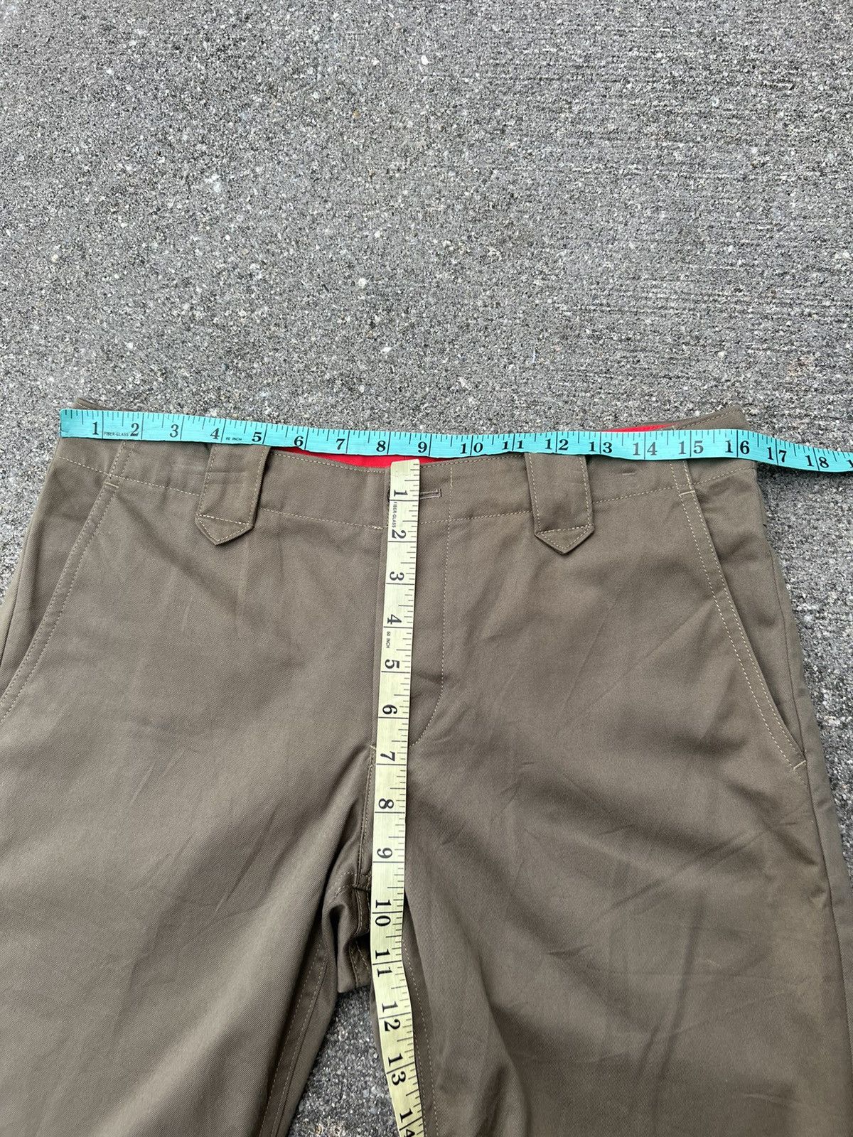 Vintage Love & Peace Japan Olive Green Curve Leg Chinos Trouser Pant Size US 31 - 21 Thumbnail