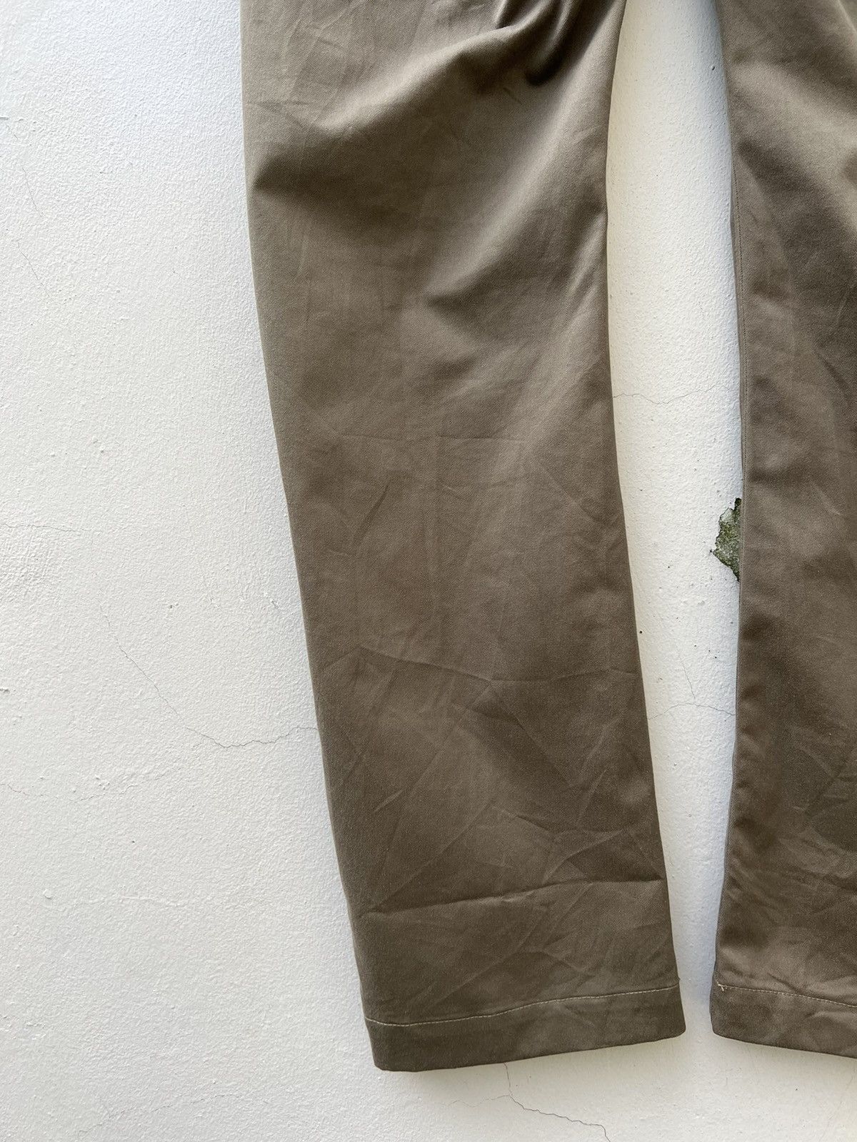 Vintage Love & Peace Japan Olive Green Curve Leg Chinos Trouser Pant Size US 31 - 13 Thumbnail