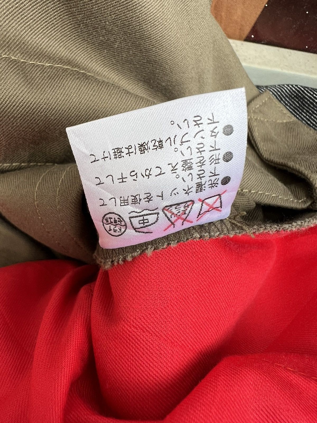 Vintage Love & Peace Japan Olive Green Curve Leg Chinos Trouser Pant Size US 31 - 18 Thumbnail