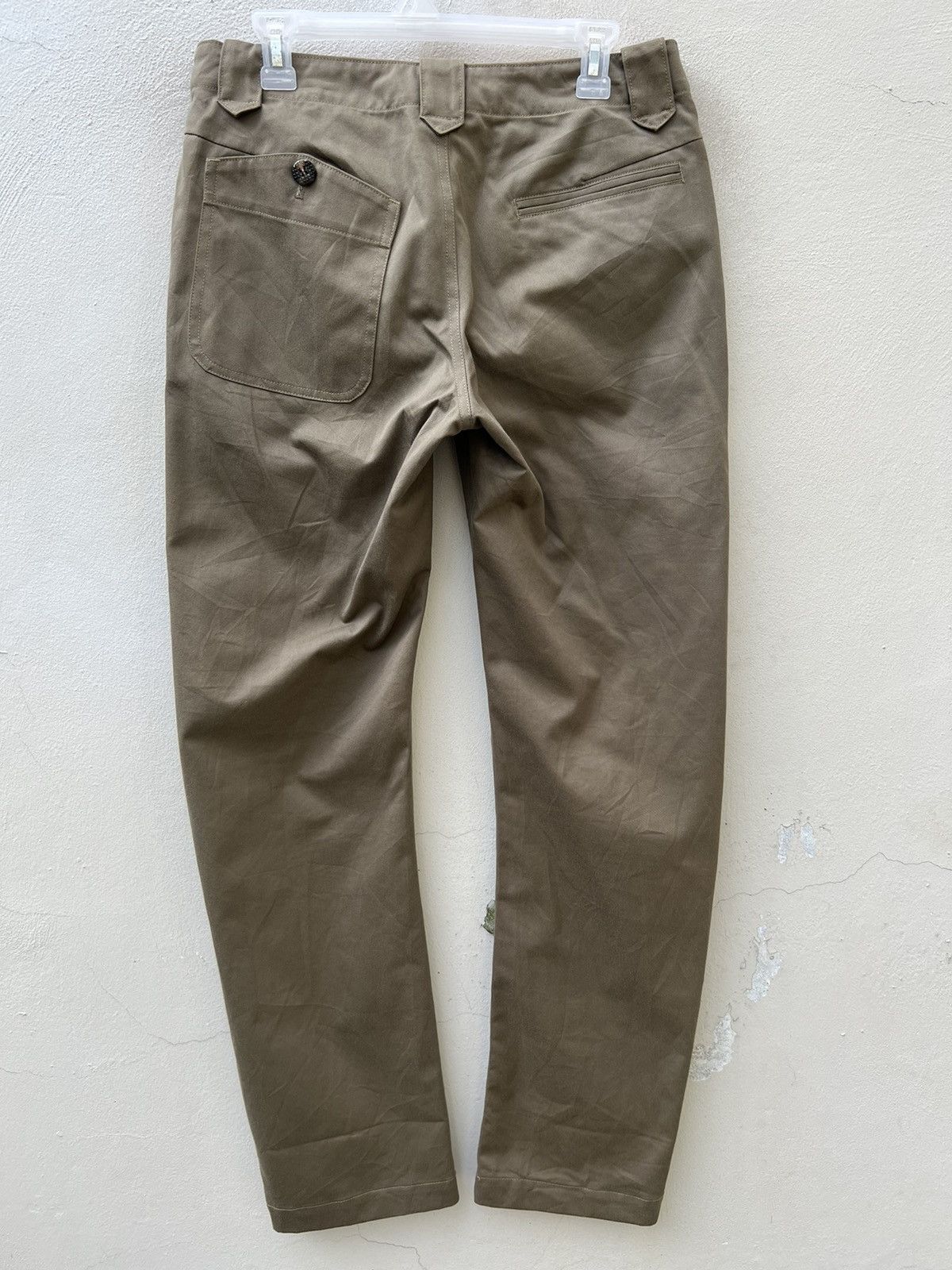 Vintage Love & Peace Japan Olive Green Curve Leg Chinos Trouser Pant Size US 31 - 10 Thumbnail