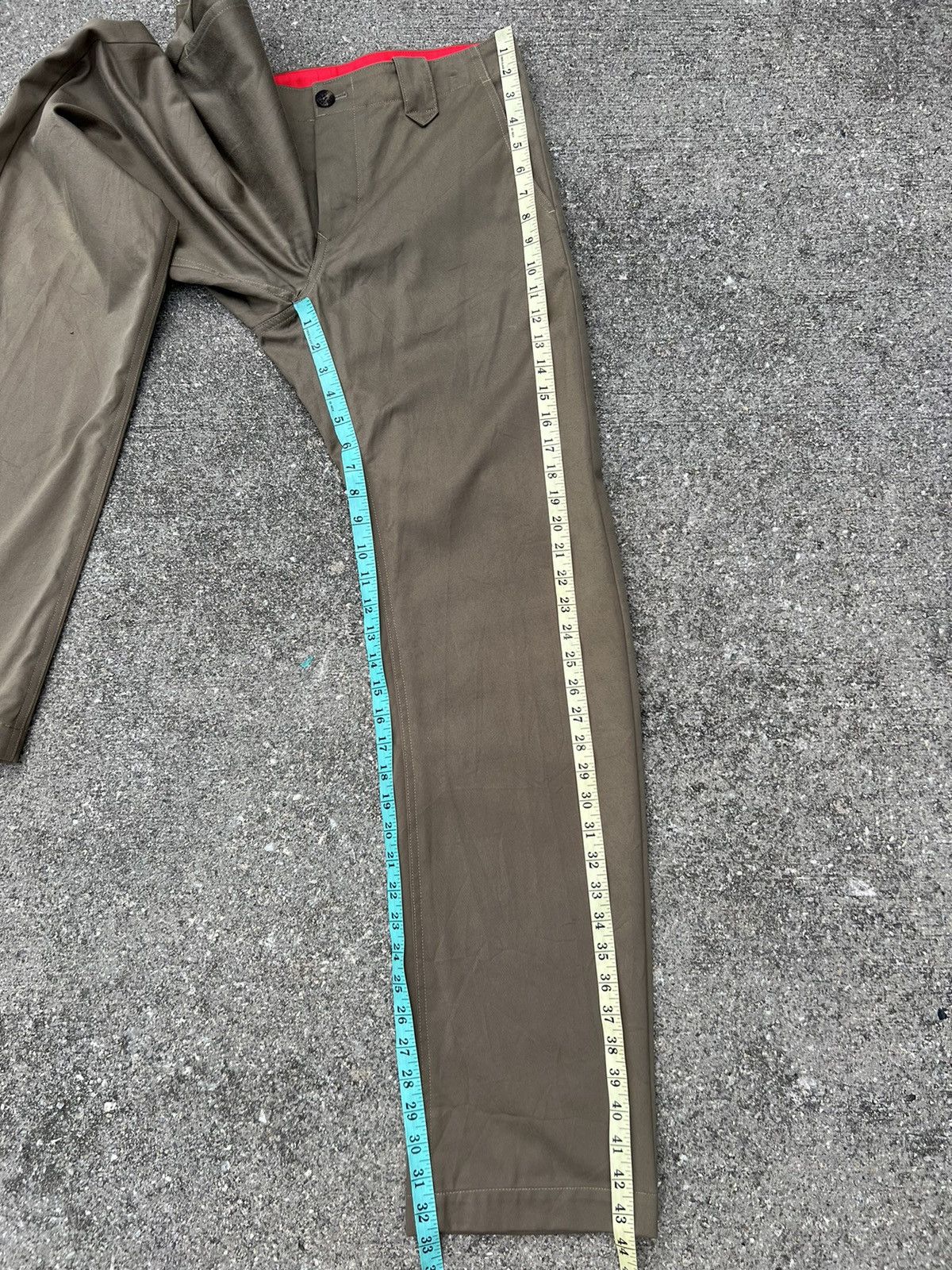 Vintage Love & Peace Japan Olive Green Curve Leg Chinos Trouser Pant Size US 31 - 23 Thumbnail