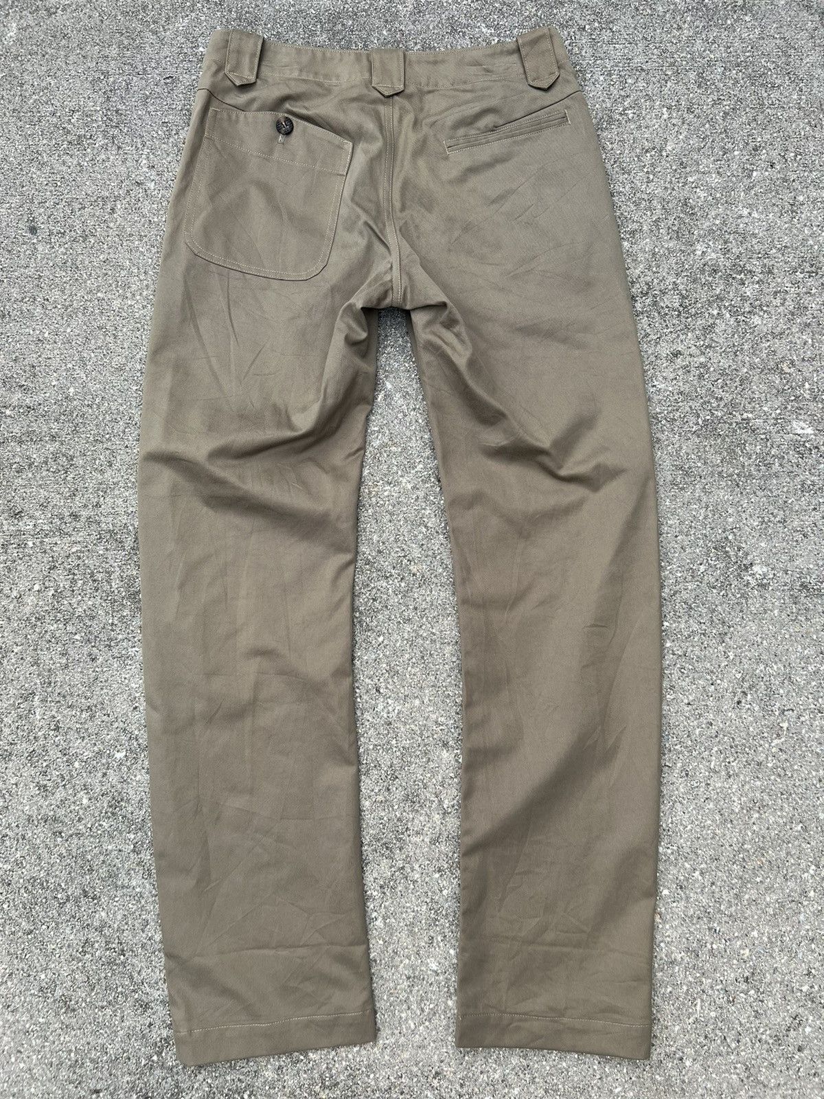 Vintage Love & Peace Japan Olive Green Curve Leg Chinos Trouser Pant Size US 31 - 24 Thumbnail