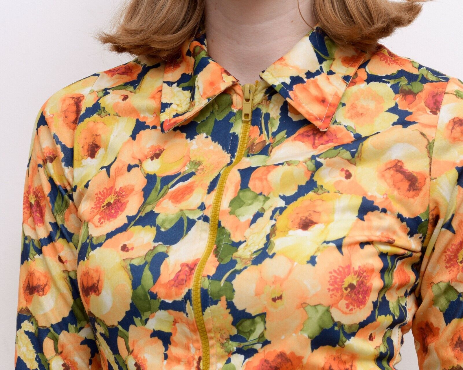 Other × Vintage 90's Funky Floral Pattern Blouse Shirt Zip Up Top Track Suit Size XS / US 0-2 / IT 36-38 - 4 Thumbnail
