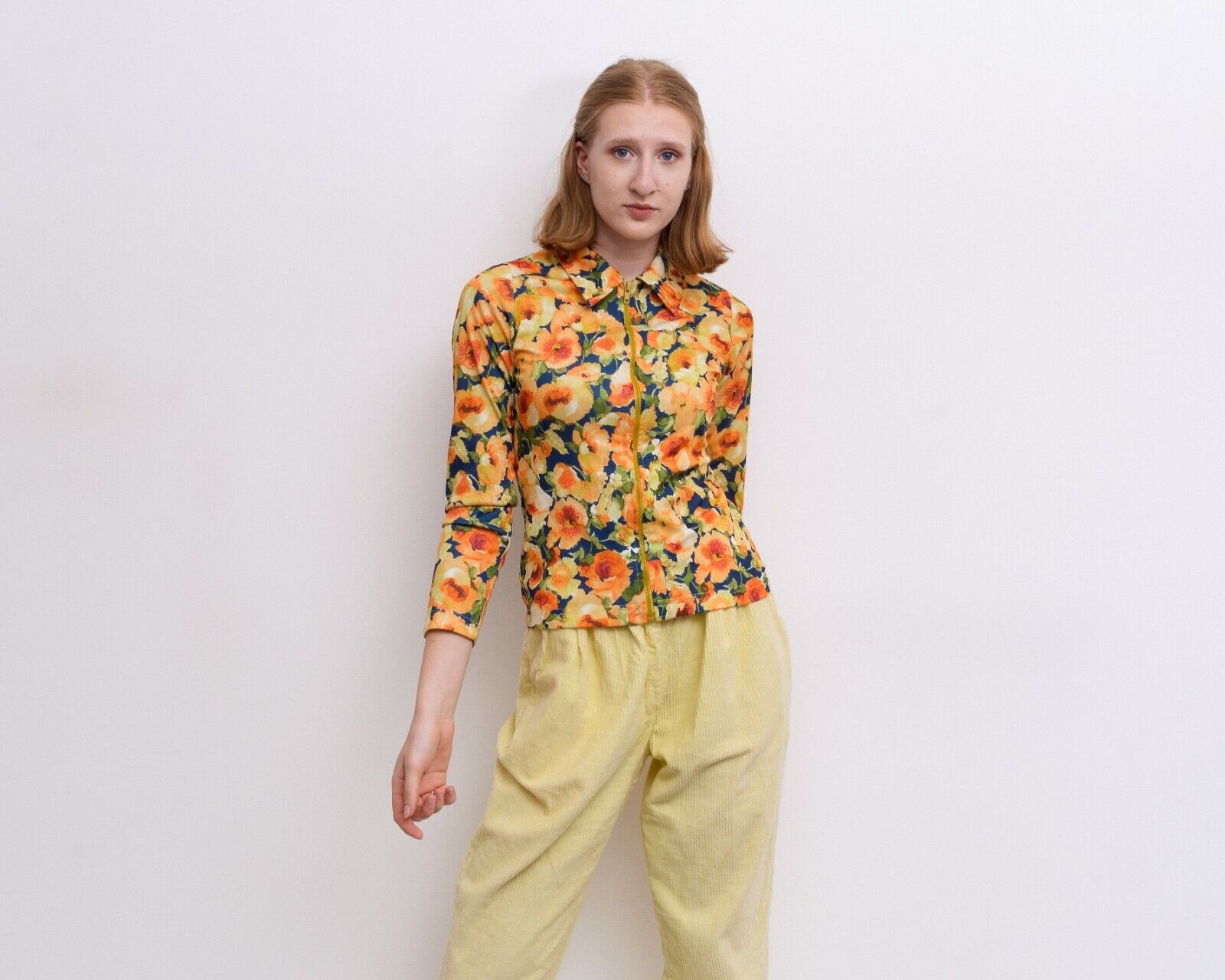 Other × Vintage 90's Funky Floral Pattern Blouse Shirt Zip Up Top Track Suit Size XS / US 0-2 / IT 36-38 - 1 Thumbnail