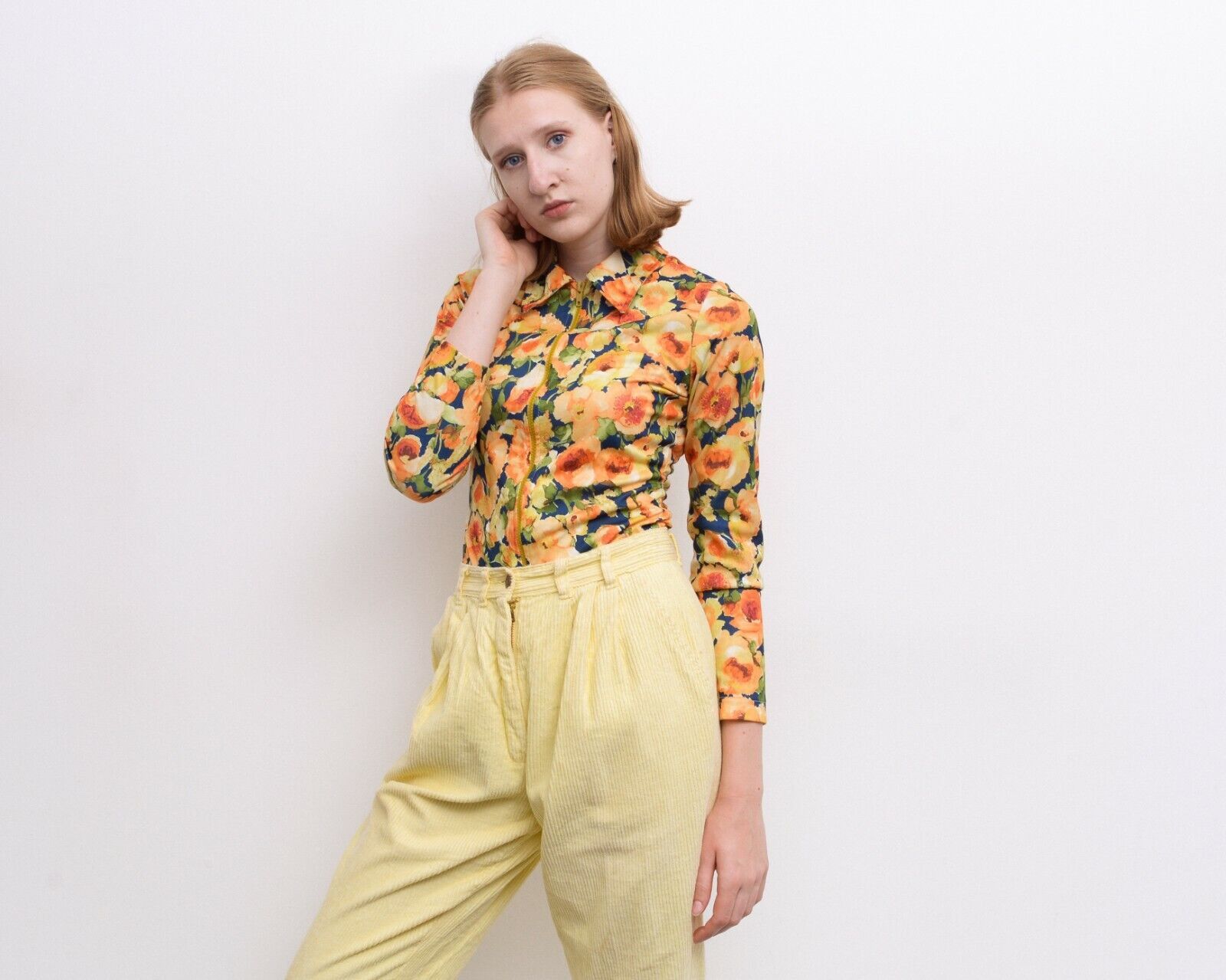 Other × Vintage 90's Funky Floral Pattern Blouse Shirt Zip Up Top Track Suit Size XS / US 0-2 / IT 36-38 - 2 Thumbnail