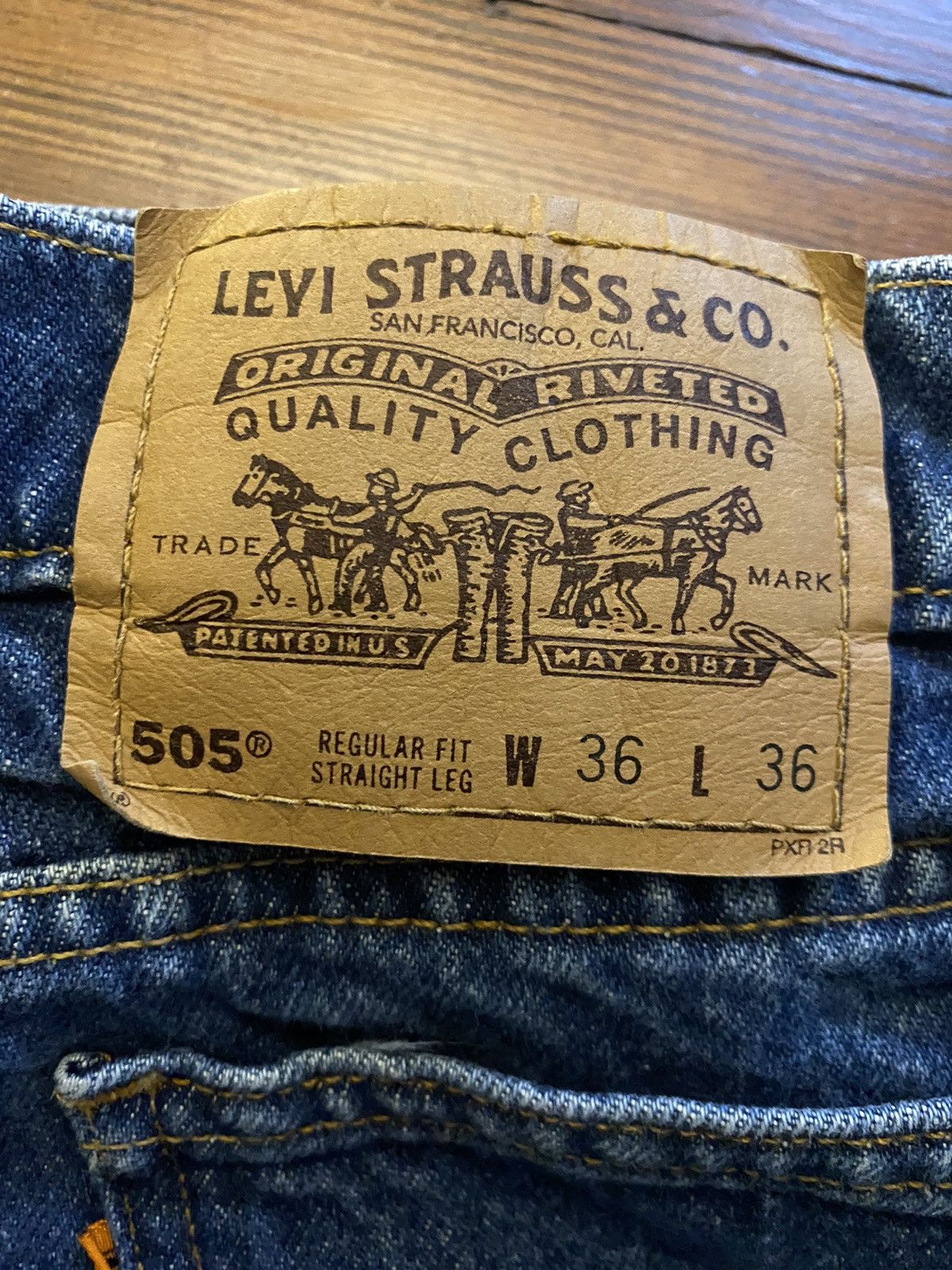 Levi's Vintage ‘96 Levi’s Orange Tab 505 Regular Fit 34x34 Size US 34 / EU 50 - 2 Thumbnail