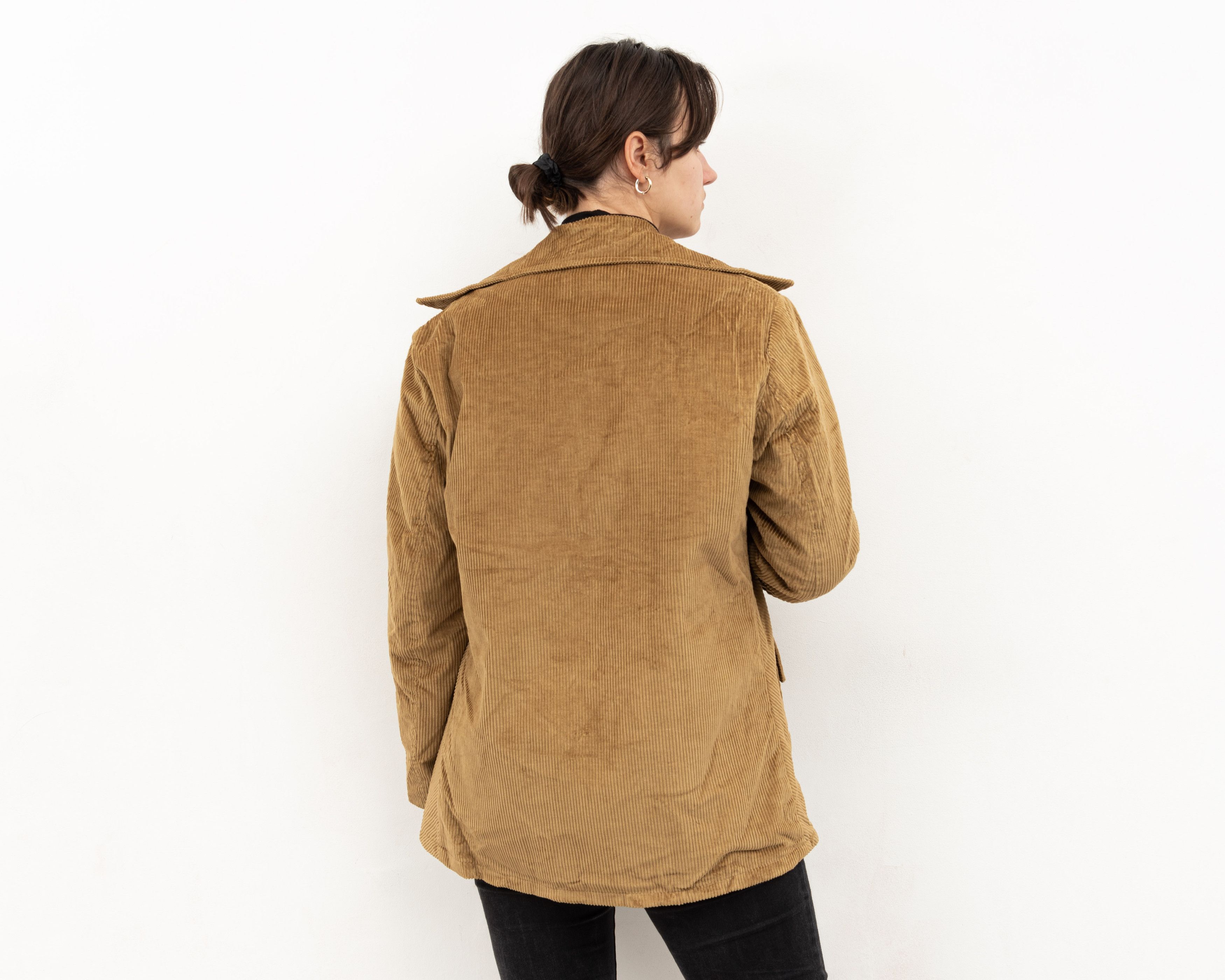 Other × Vintage Corduroy Jacket Faux Fur Lining Over Coat Cords Warm Zip Up Size M / US 6-8 / IT 42-44 - 6 Thumbnail