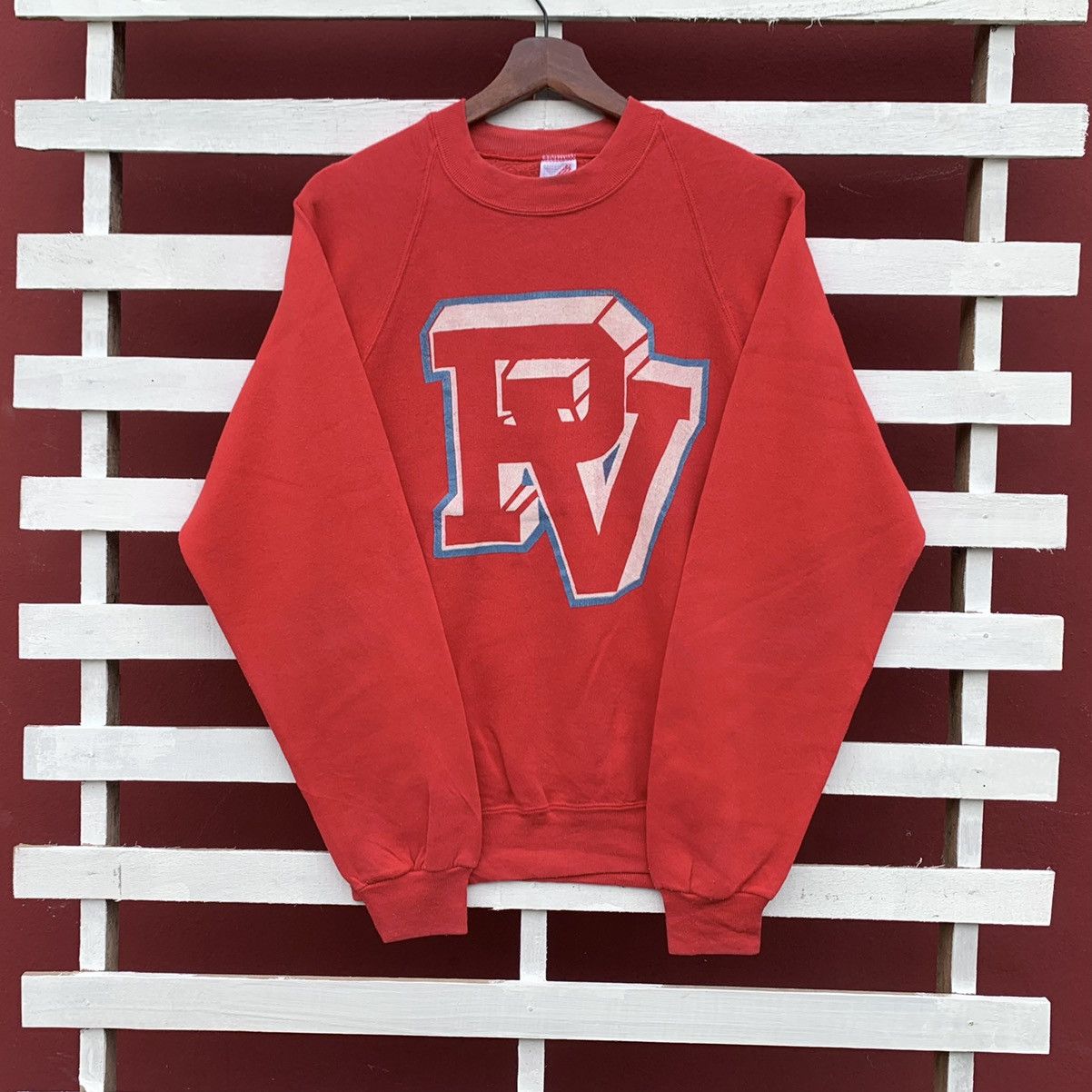 Vintage Vintage 90s Jerzees PV Sweatshirt Big Logo Size US S / EU 44-46 / 1 - 1 Thumbnail