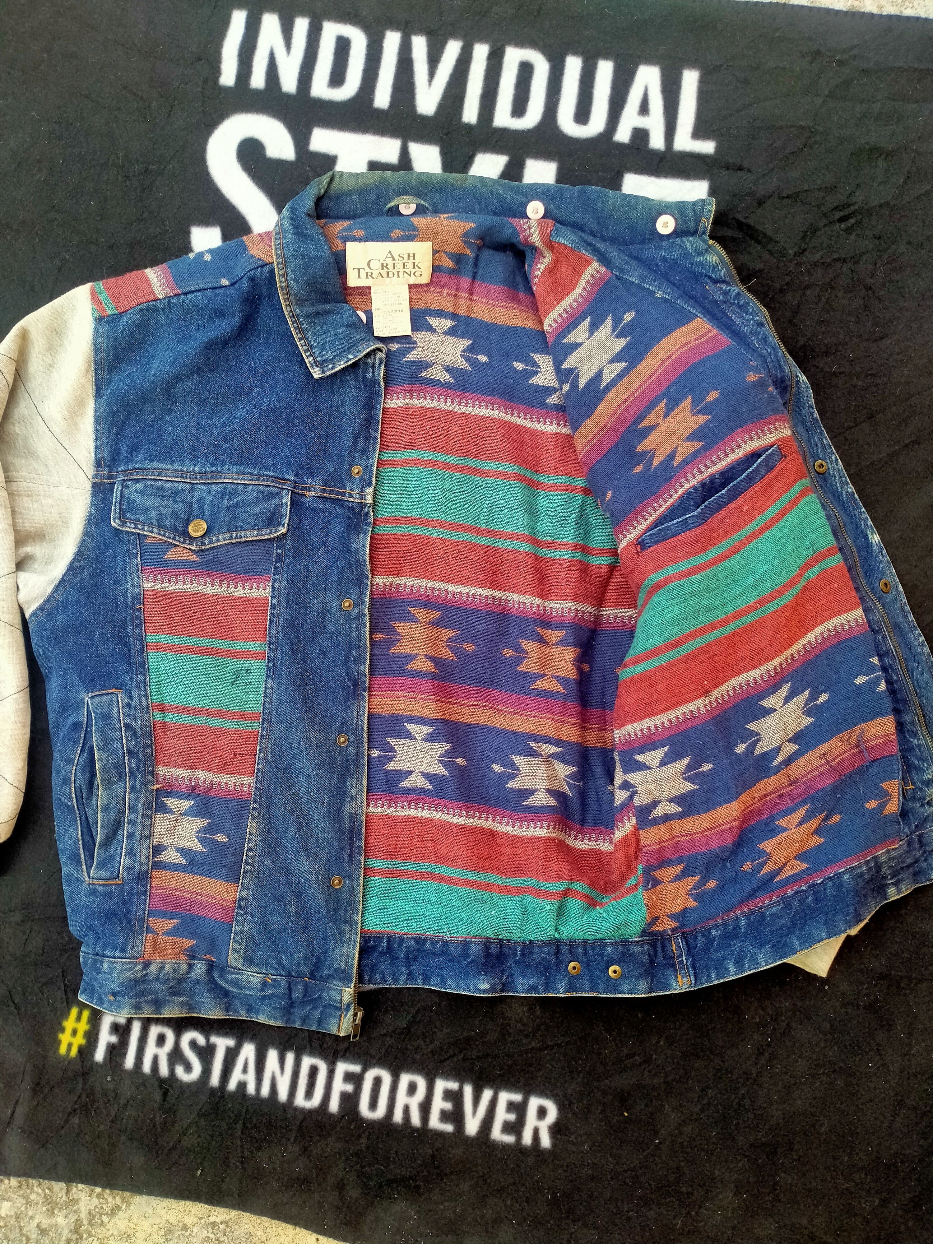 Vintage VINTAGE ASH CREEK TRADING NAVAJO DENIM JACKET Size US L / EU 52-54 / 3 - 6 Thumbnail