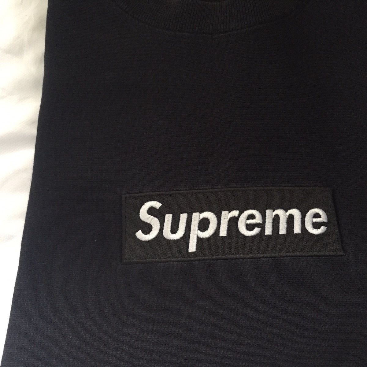 Vintage Supreme Box Logo Crewneck Black On Black Sweatshirt