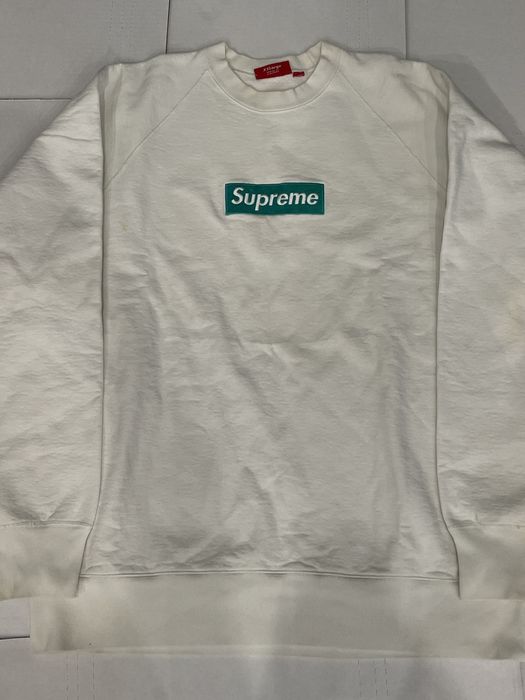 Supreme Supreme Teal on White Box Logo Crewneck XXL | Grailed