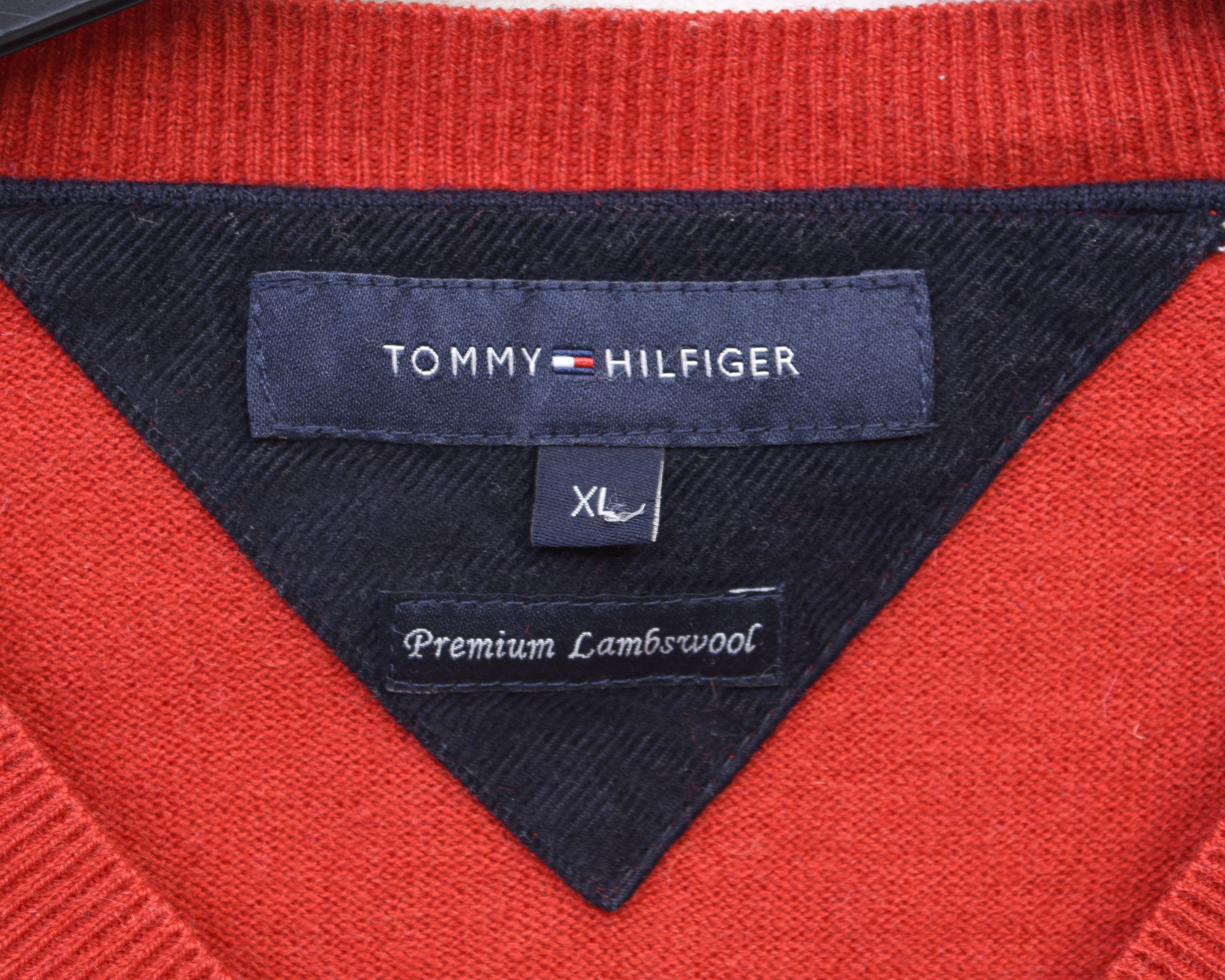Tommy Hilfiger Premium Lambswool Jumper Pullover Sweater V-Neck Knit Red Size US XL / EU 56 / 4 - 5 Thumbnail