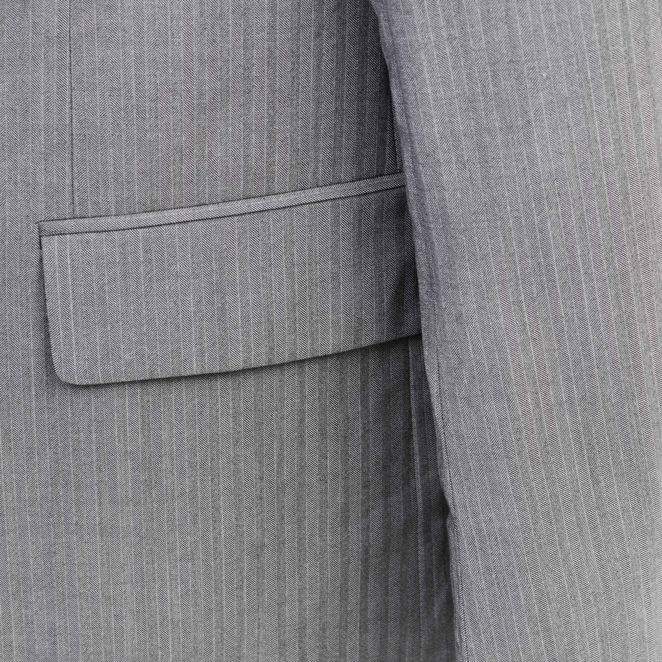 Hugo Boss Virgin Wool Blazer Suit Jacket Sport Coat Grey UK 42L US Size 42L - 3 Thumbnail