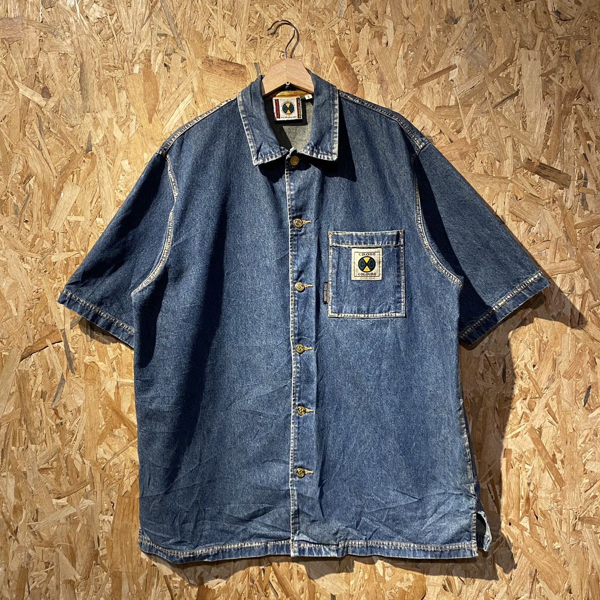 Cross Colours VERY RARE‼️Cross Colours HipHop Nation Denim Button Up Shirt Size US L / EU 52-54 / 3 - 1 Thumbnail