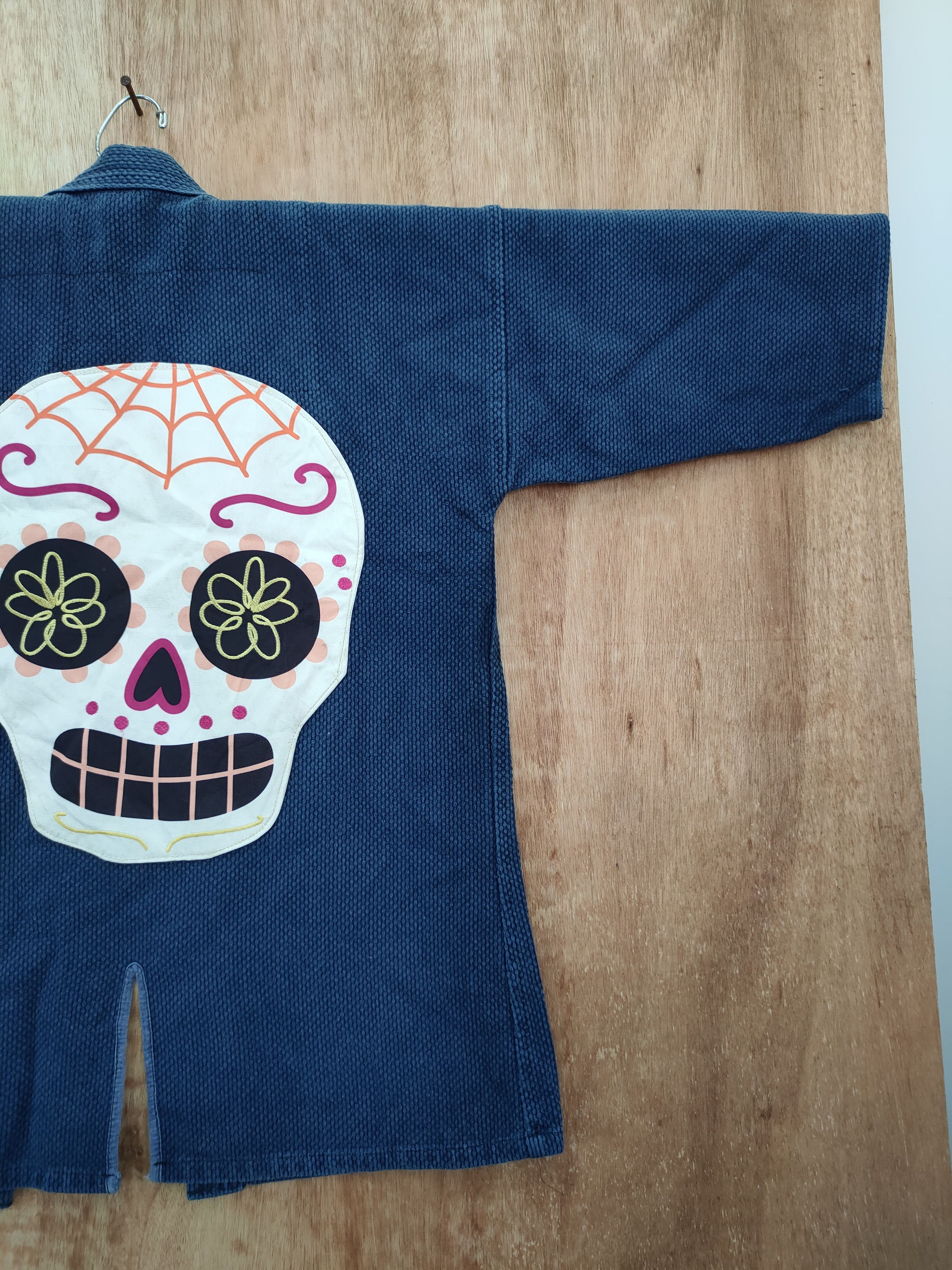 Indigo Japan kimono indigo skull cardigan denim vintage #46-150 Size US M / EU 48-50 / 2 - 3 Thumbnail