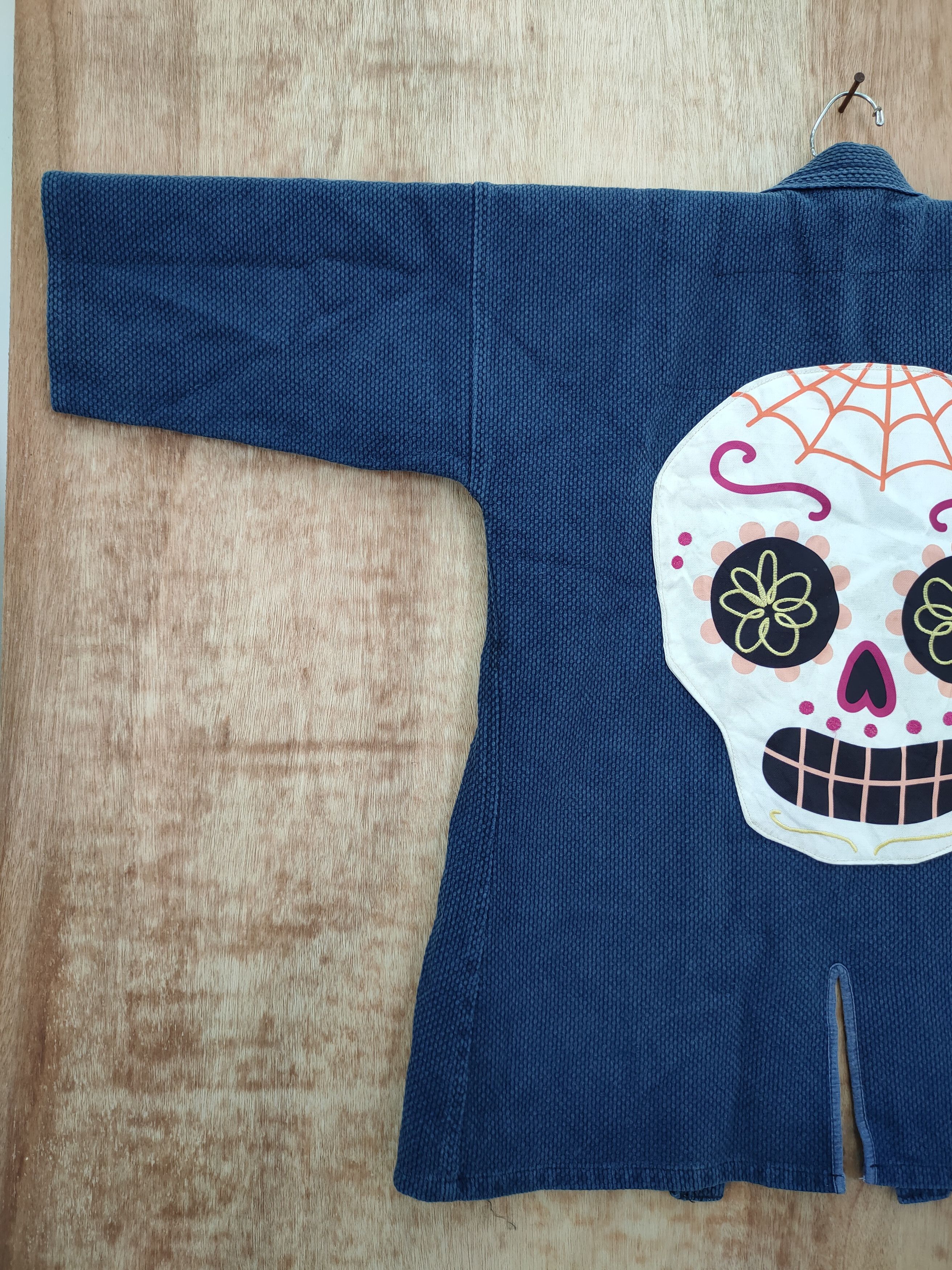 Indigo Japan kimono indigo skull cardigan denim vintage #46-150 Size US M / EU 48-50 / 2 - 2 Thumbnail
