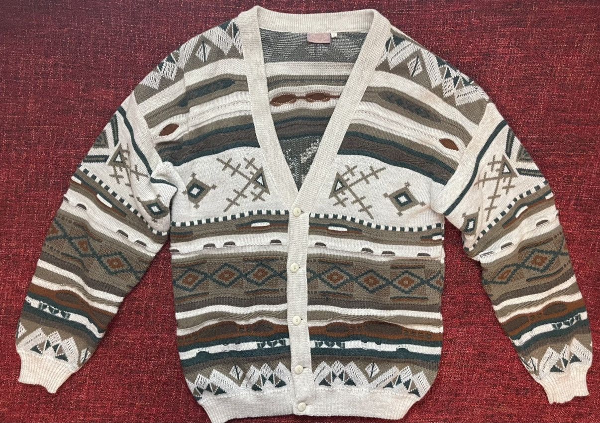 Vintage 90s coogi style wool cable knit cardigan