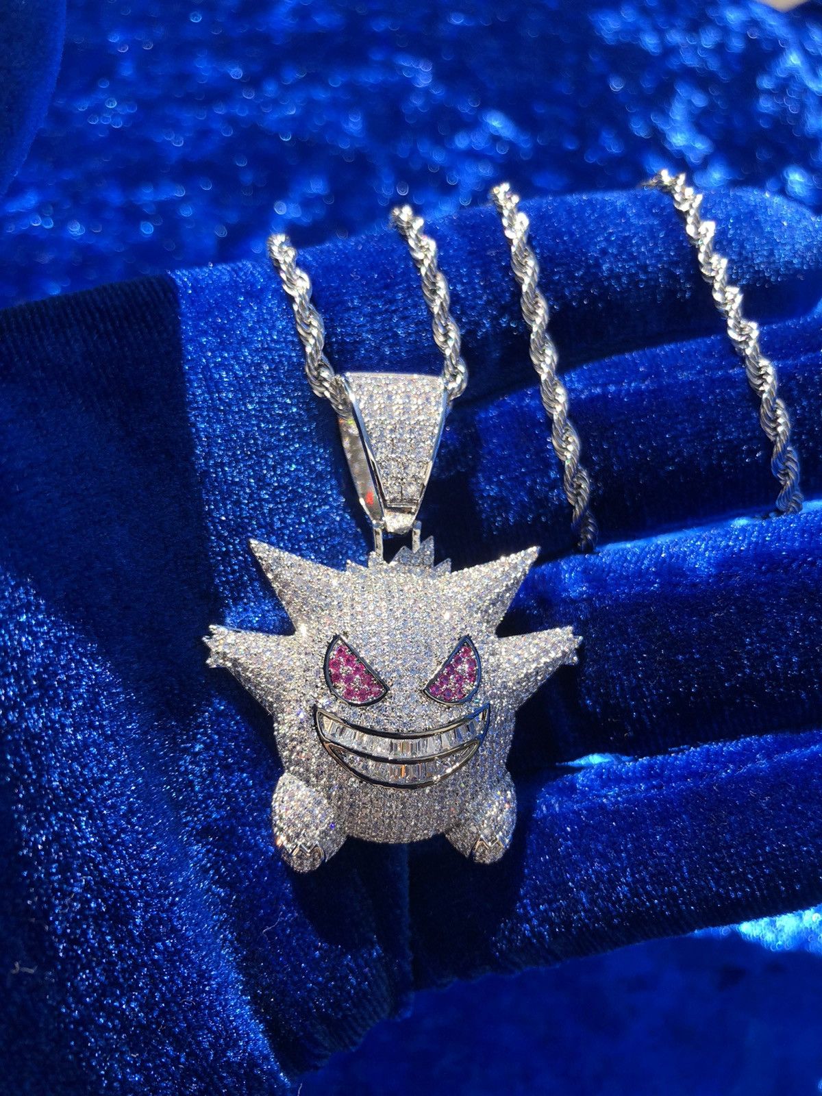 Jewelry Diamond Chain Gengar Pendant Baguette Necklace 18” Size ONE SIZE - 4 Thumbnail
