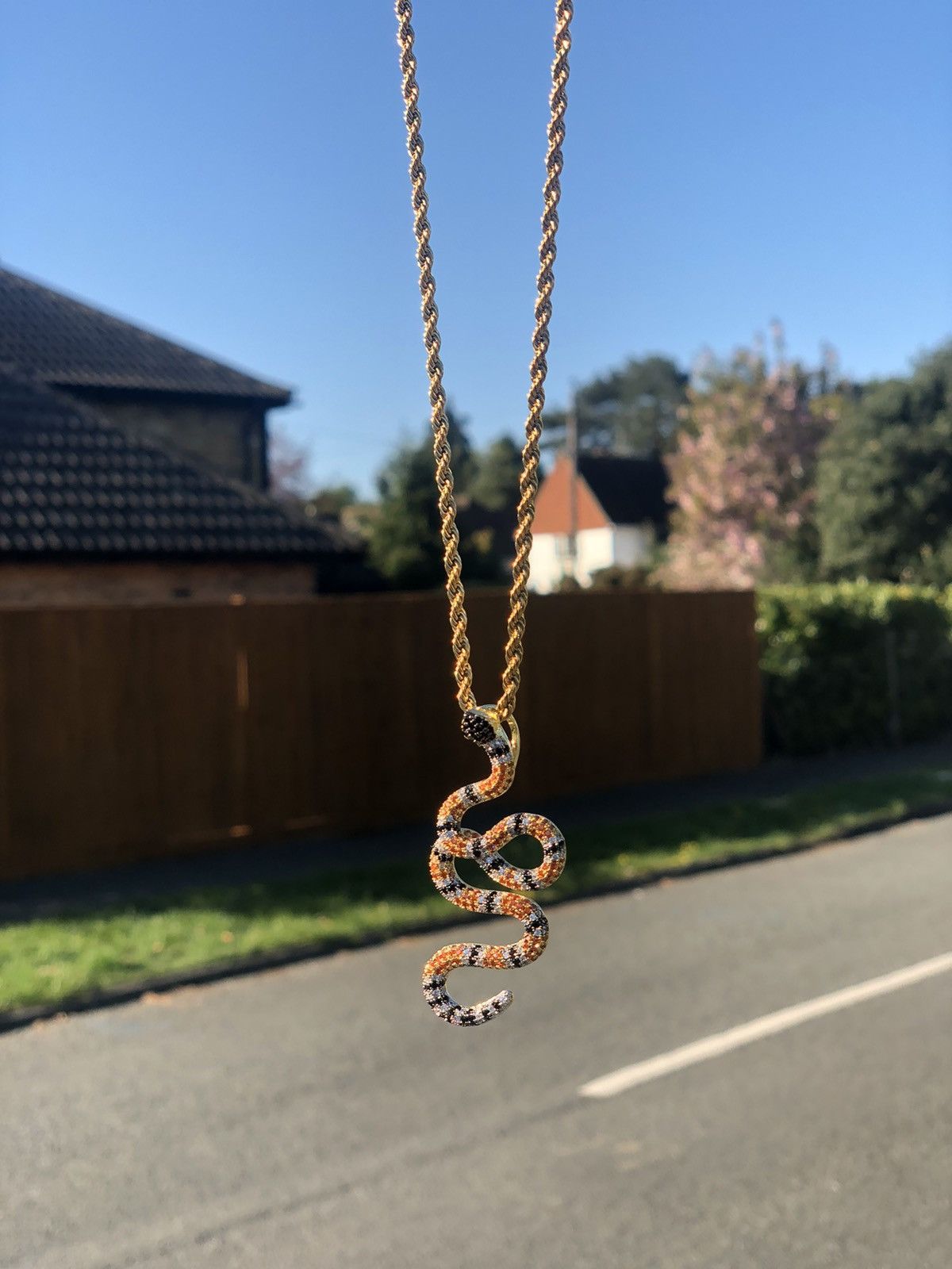 Jewelry Iced Out Custom Snake Chain Serpent Pendant Crystal Chain Size ONE SIZE - 2 Thumbnail