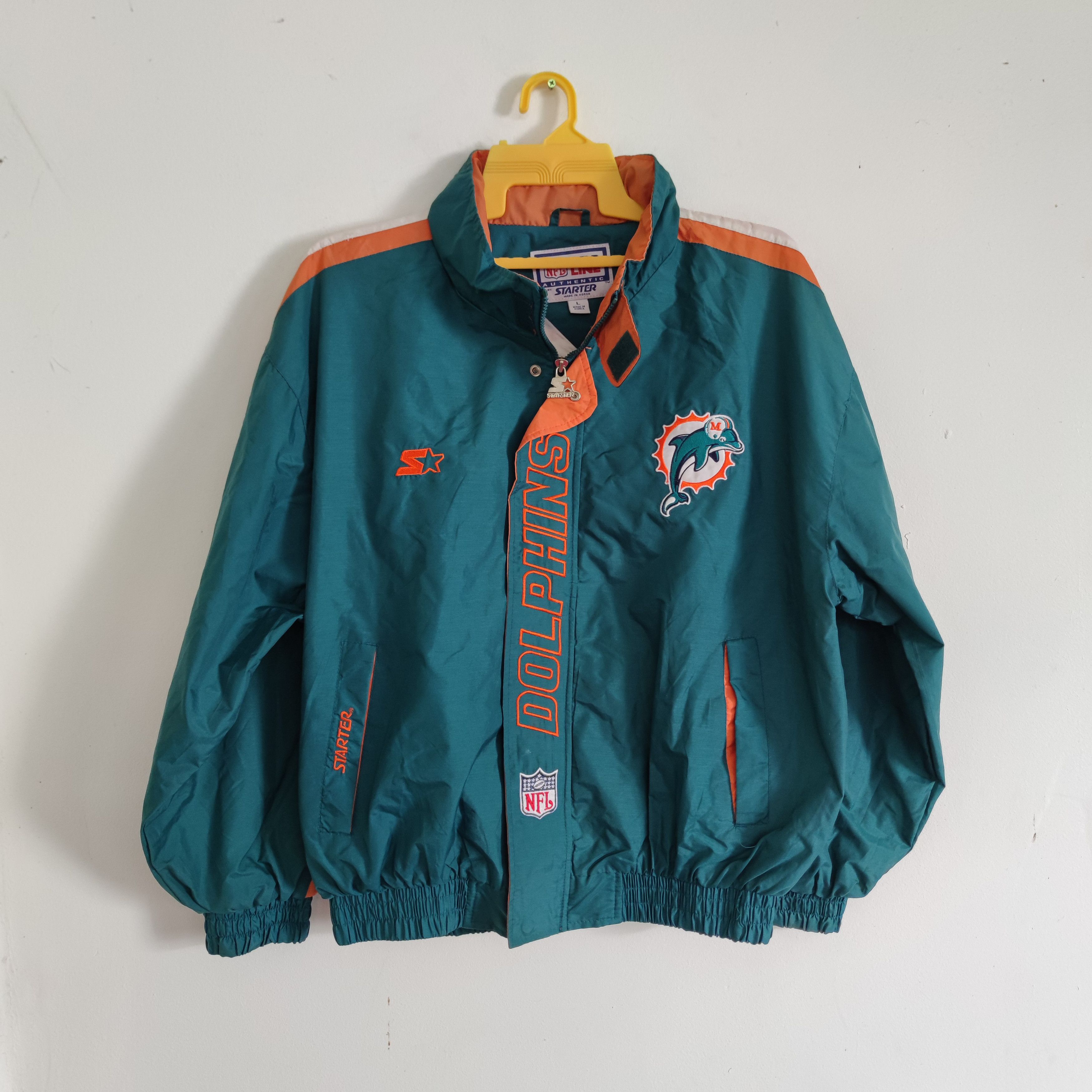 Vintage 90s Miami Dolphins NFL Football Embroidered Zip offers Jacket Size L