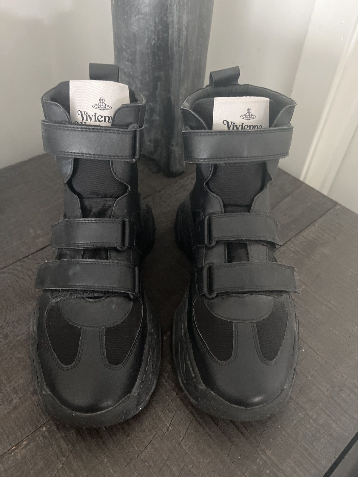 image of Vivienne Westwood Westwood High Top Sneaker Boot Platform Chunky Straps in Black, Men's (Size 8)