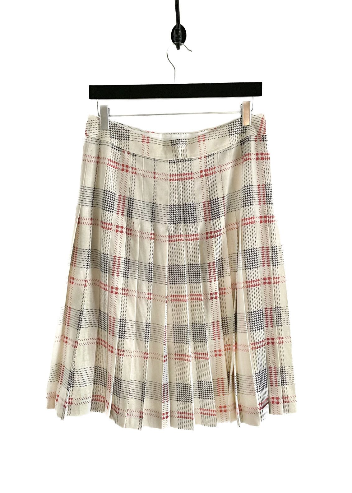 Celine Céline Vintage Ivory Silk Pleated Checkered Skirt Size 30" / US 8 / IT 44 - 5 Thumbnail