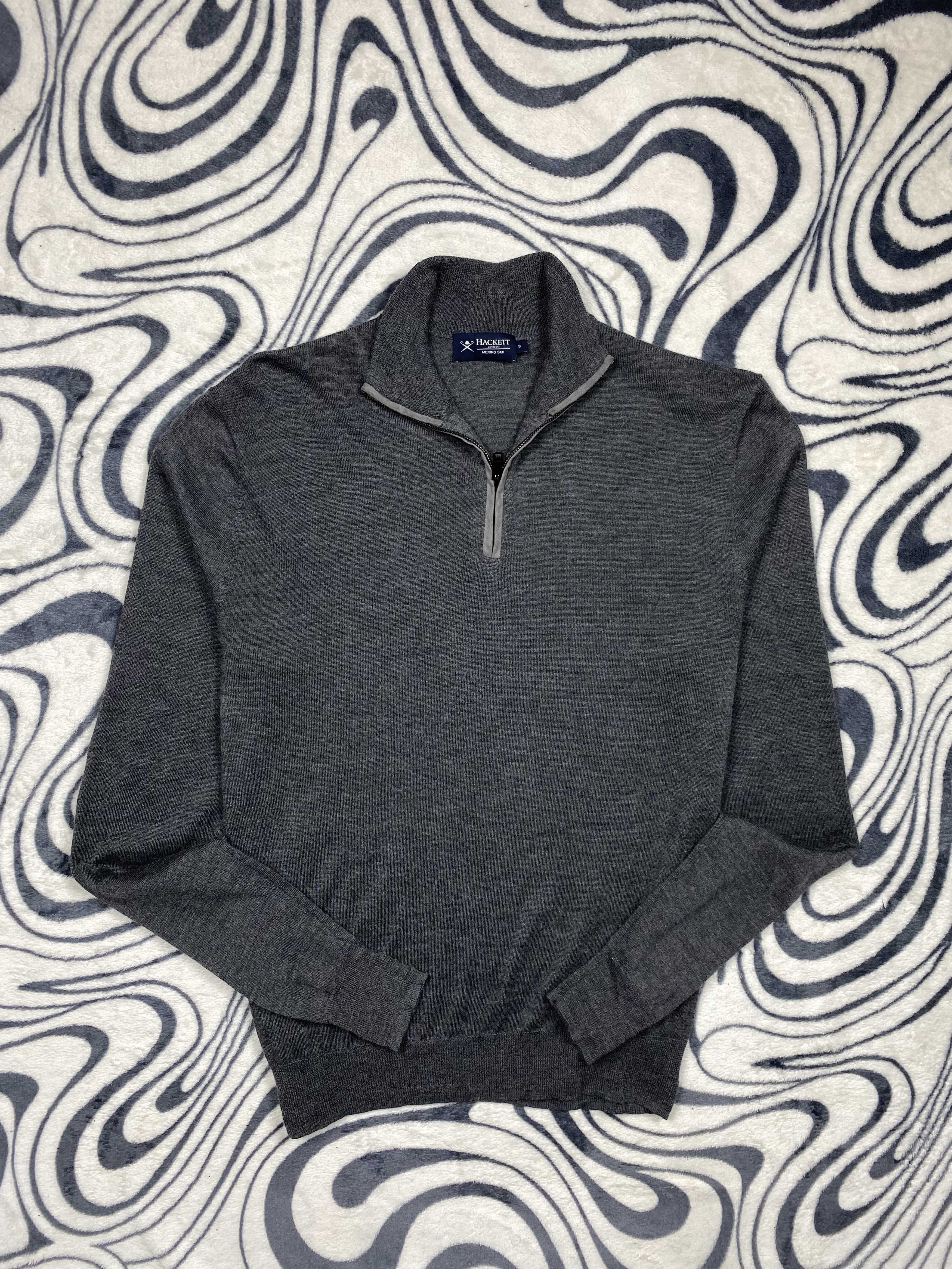 Hackett × Vintage Hackett Mens Merino Wool Silk Quarter Zip Sweater Knitwear Size US S / EU 44-46 / 1 - 1 Thumbnail